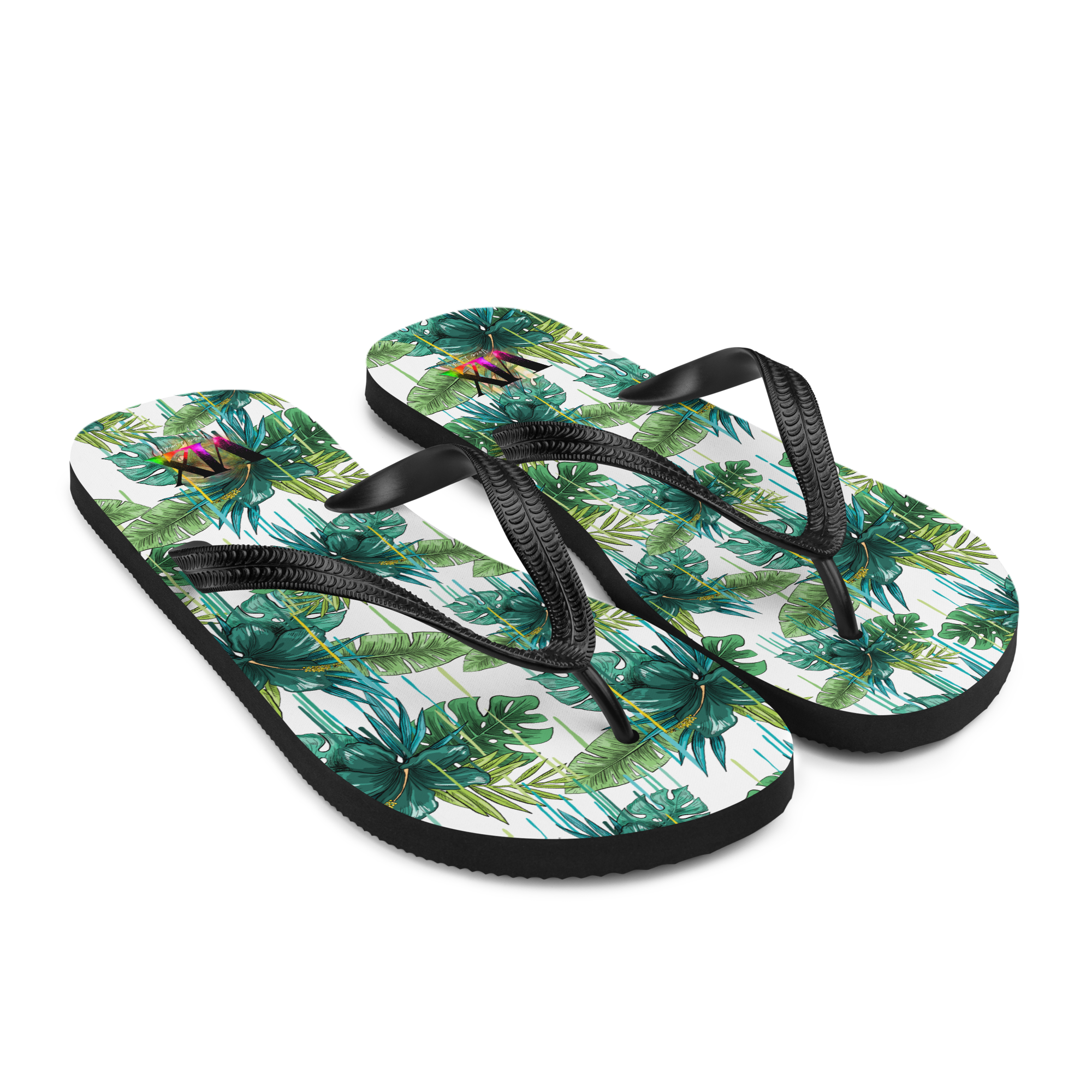 VOCE LINDX Green Flower Flip‑Flops – Floral Design, Cushioned Sole & Non‑Slip Grip – Lightweight Summer Footwear