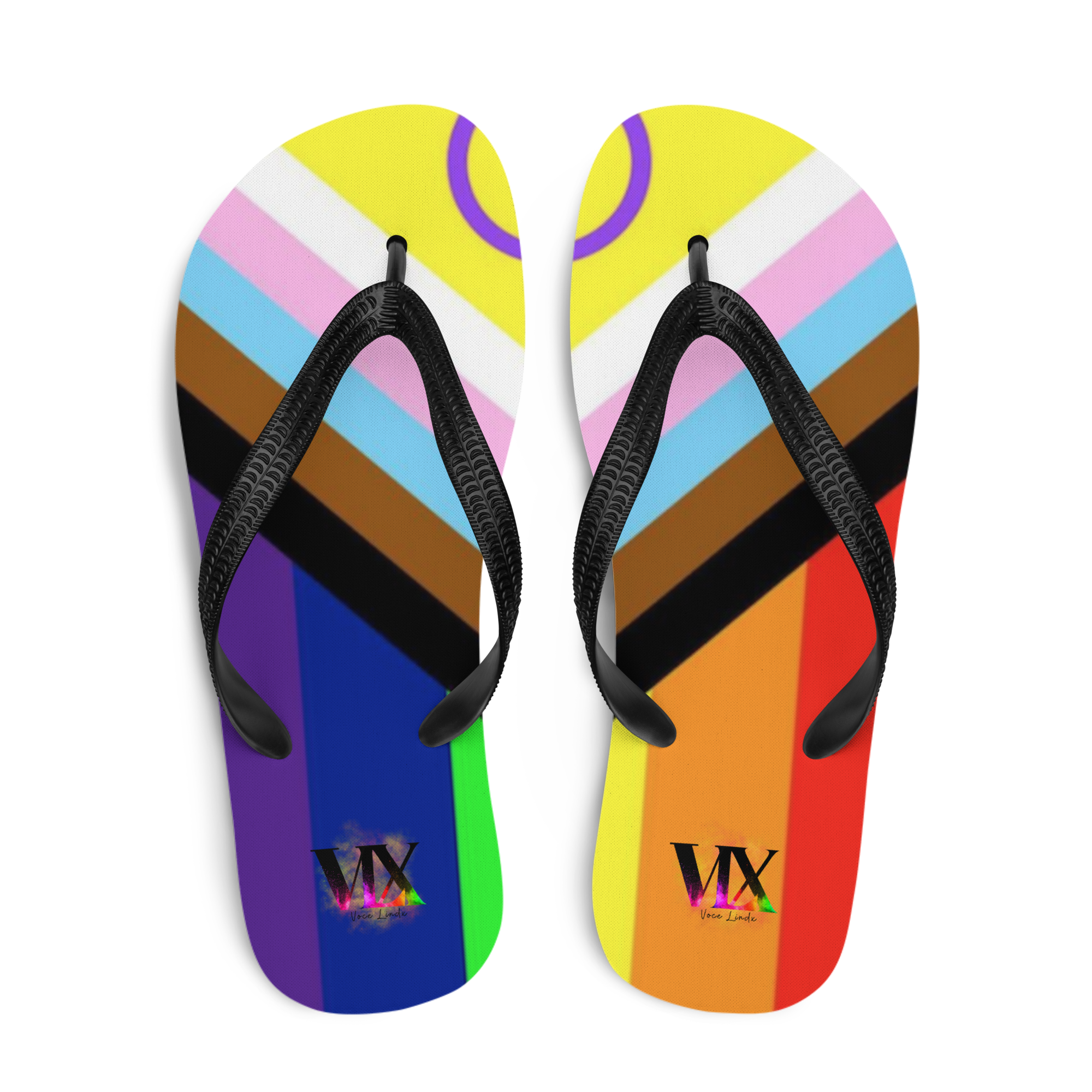 VOCE LINDX Intersex Pride Flip‑Flops – Rubber Sole with Soft Lined Strap & Non‑Slip Grip – Inclusive Summer Footwear