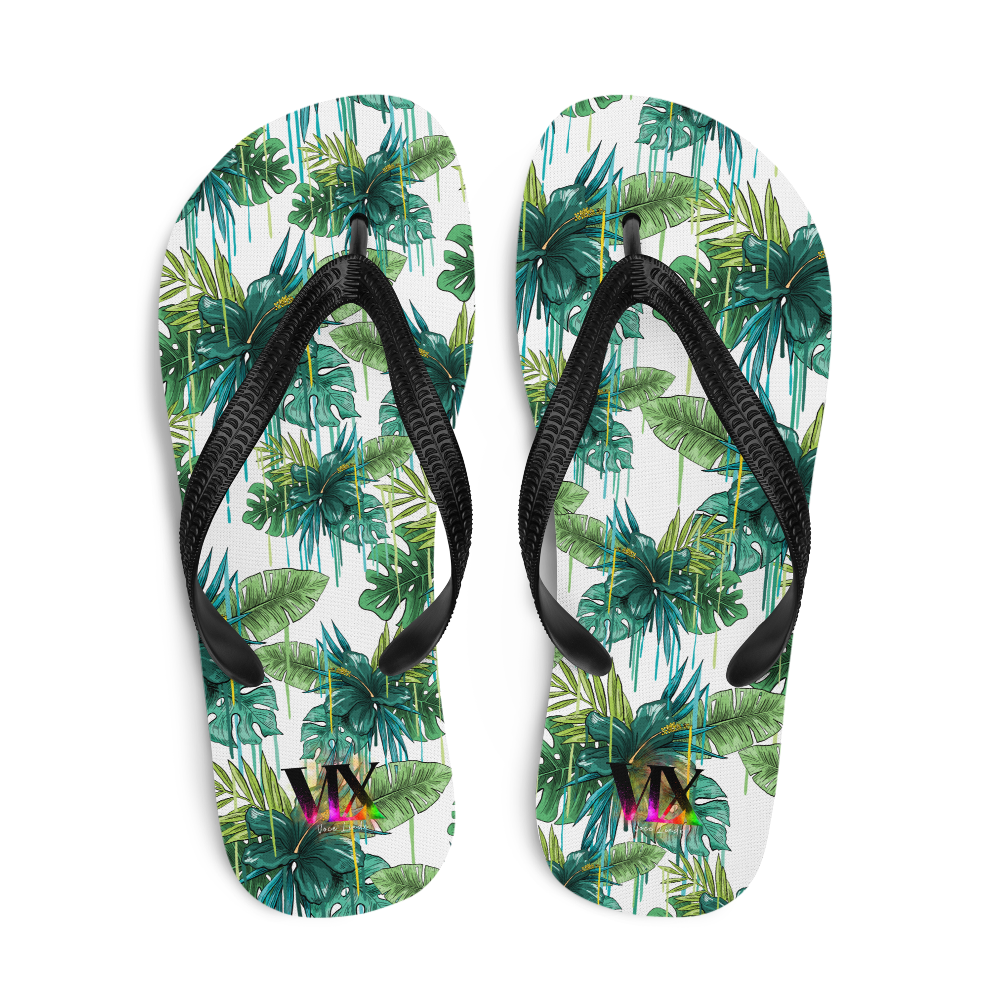 VOCE LINDX Green Flower Flip‑Flops – Floral Design, Cushioned Sole & Non‑Slip Grip – Lightweight Summer Footwear