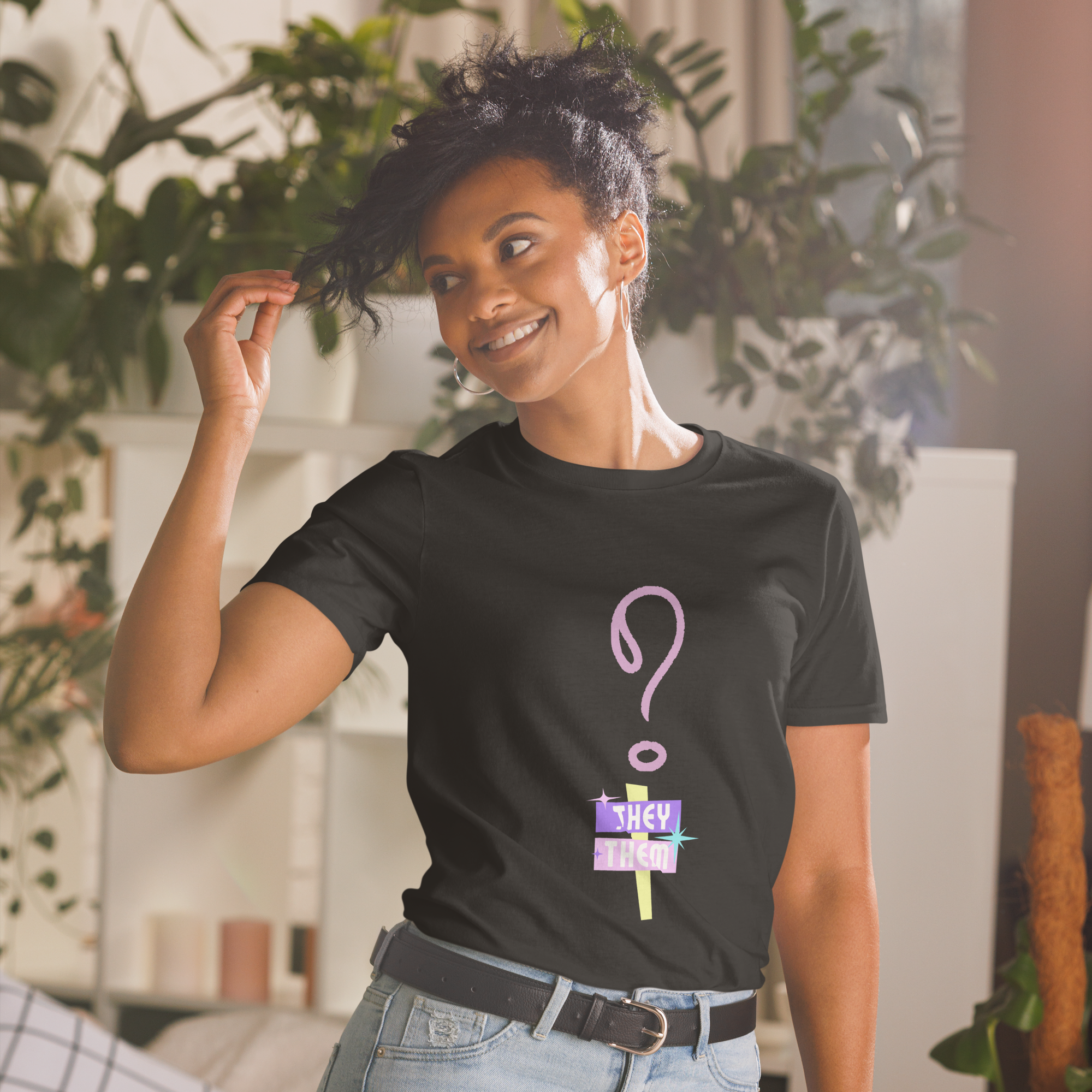 VOCE LINDX “They/Them” Short Sleeve T‑Shirt – 100 % Cotton Jersey, Pronoun-Statement Tee