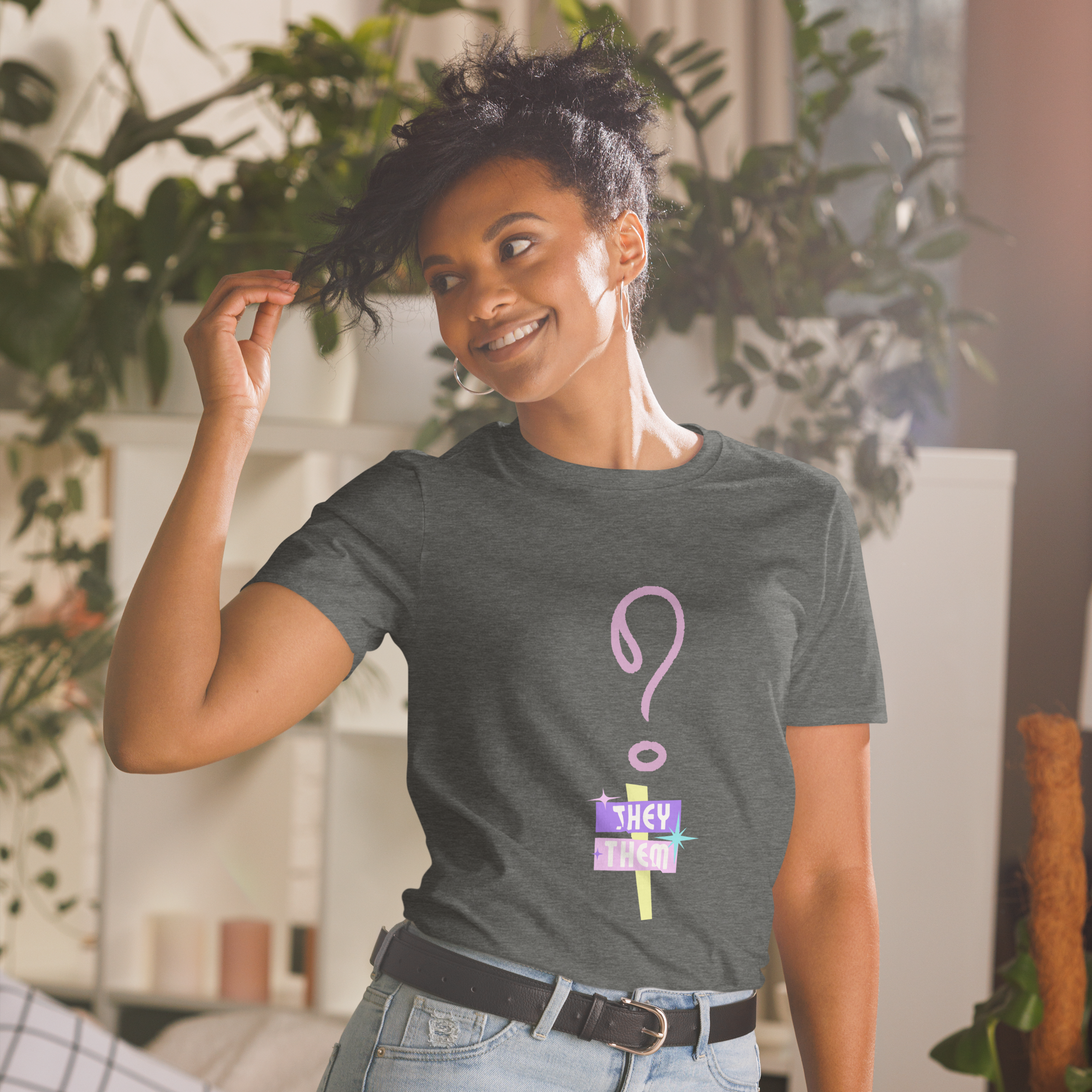 VOCE LINDX “They/Them” Short Sleeve T‑Shirt – 100 % Cotton Jersey, Pronoun-Statement Tee