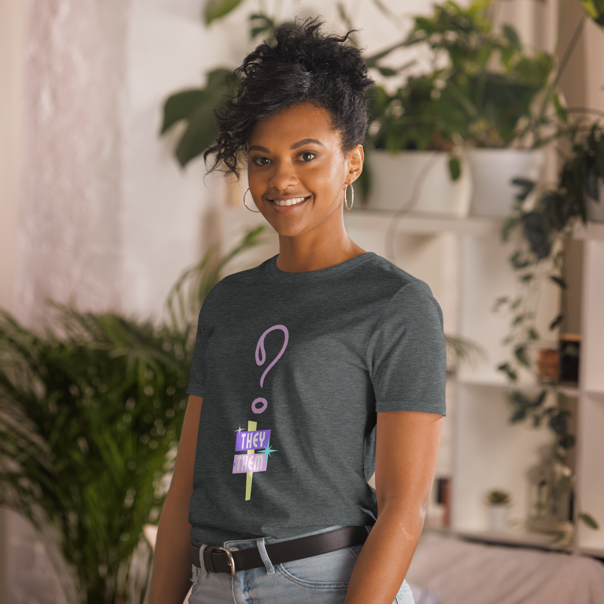 VOCE LINDX “They/Them” Short Sleeve T‑Shirt – 100 % Cotton Jersey, Pronoun-Statement Tee