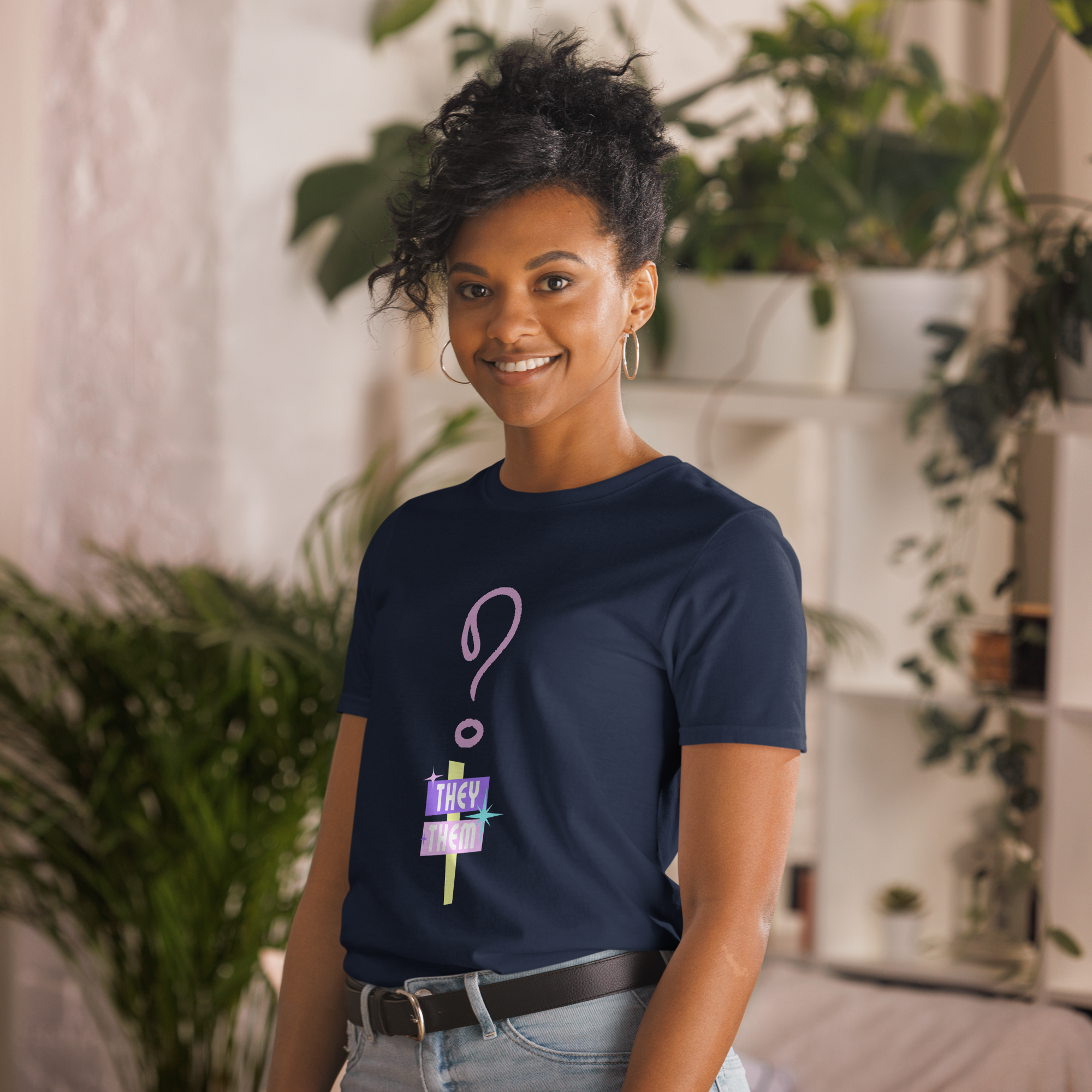 VOCE LINDX “They/Them” Short Sleeve T‑Shirt – 100 % Cotton Jersey, Pronoun-Statement Tee