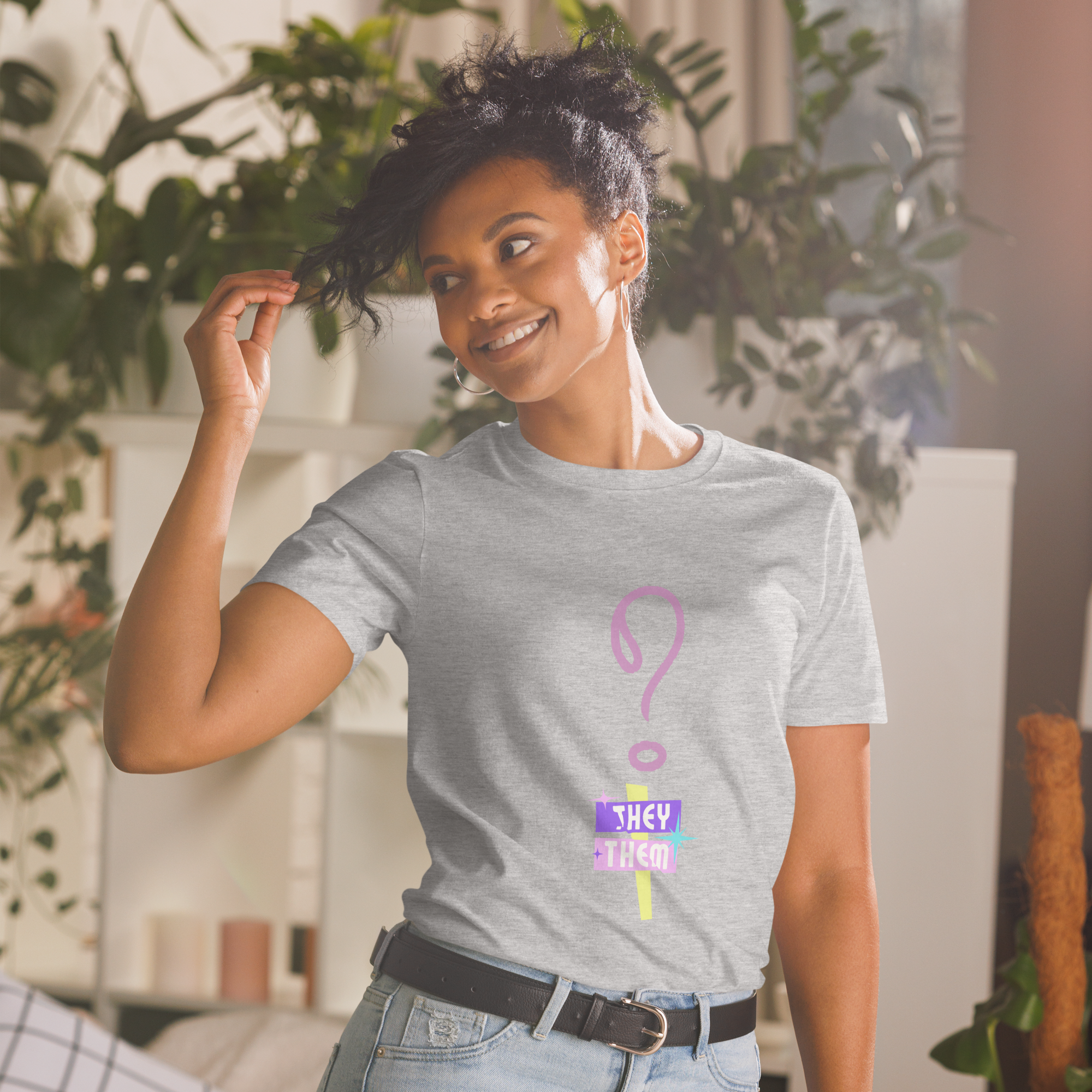 VOCE LINDX “They/Them” Short Sleeve T‑Shirt – 100 % Cotton Jersey, Pronoun-Statement Tee