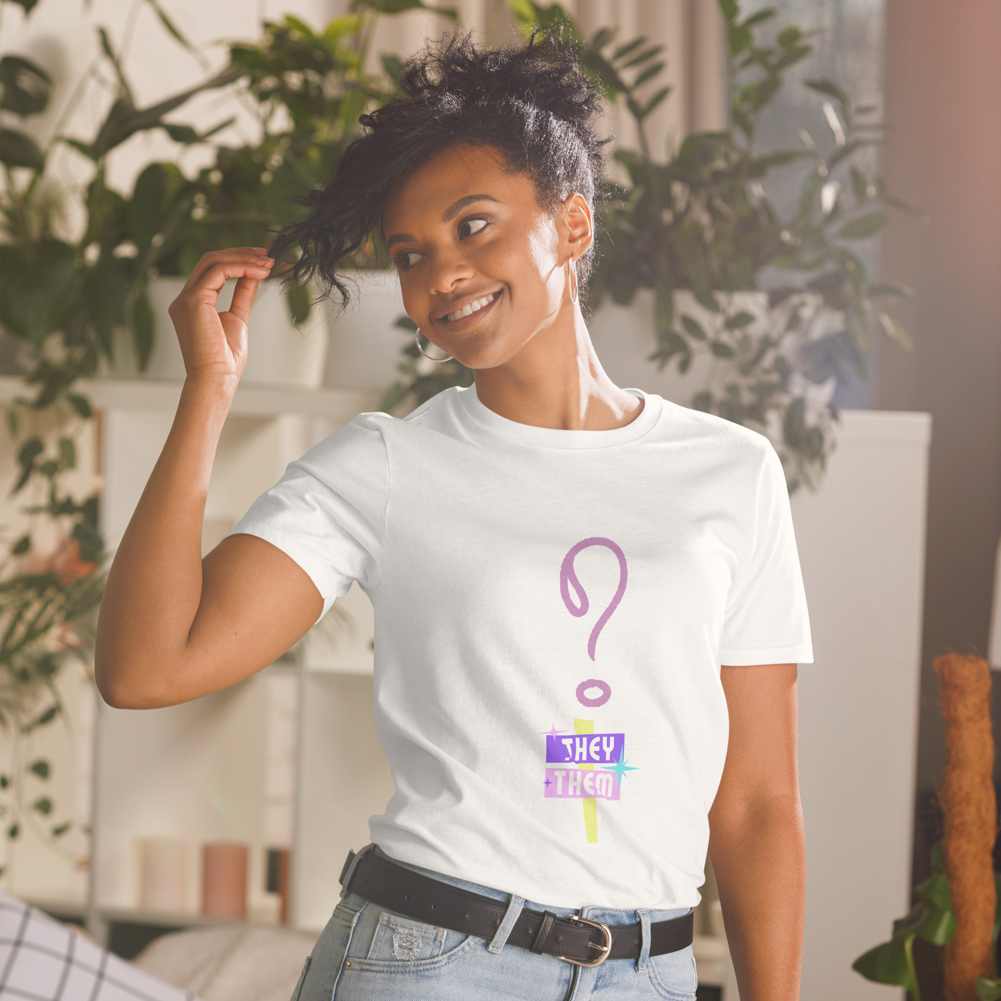VOCE LINDX “They/Them” Short Sleeve T‑Shirt – 100 % Cotton Jersey, Pronoun-Statement Tee