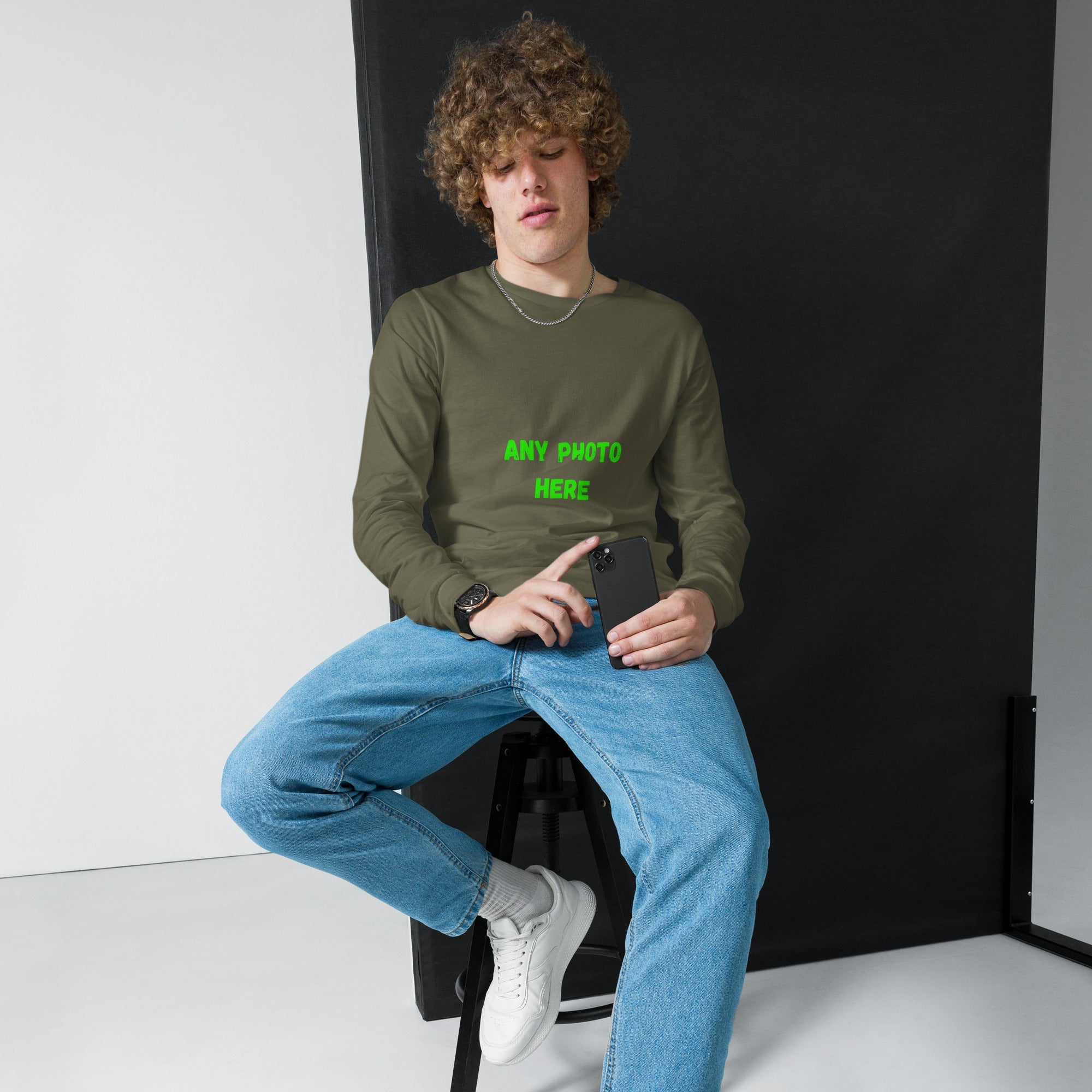 VOCE LINDX Long Sleeve Tee – Upload Your Photo or Design – 100% Cotton Jersey, Comfortable & Customisable
