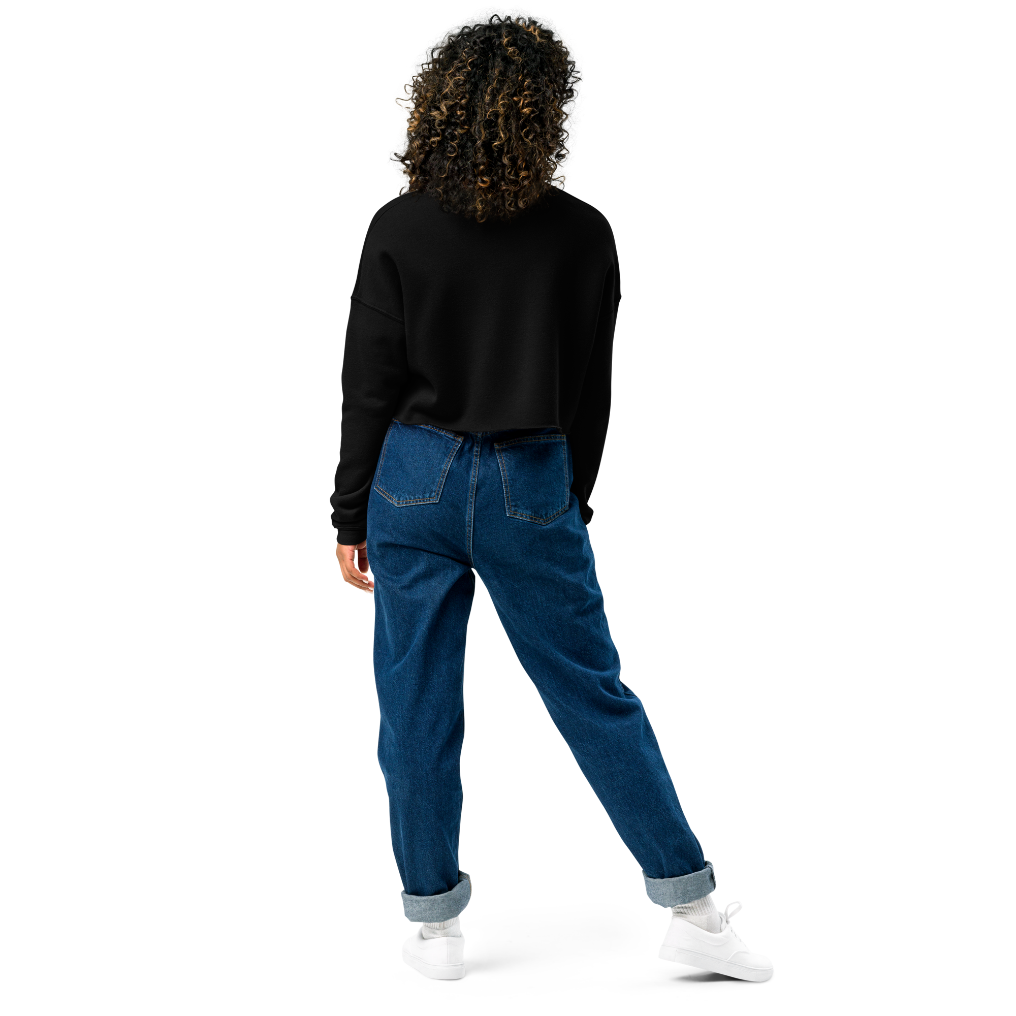 VOCE LINDX Cropped Sweatshirt – 50/50 Cotton–Poly Fleece, Ribbed Cuffs & Raw Hem – Custom Artwork