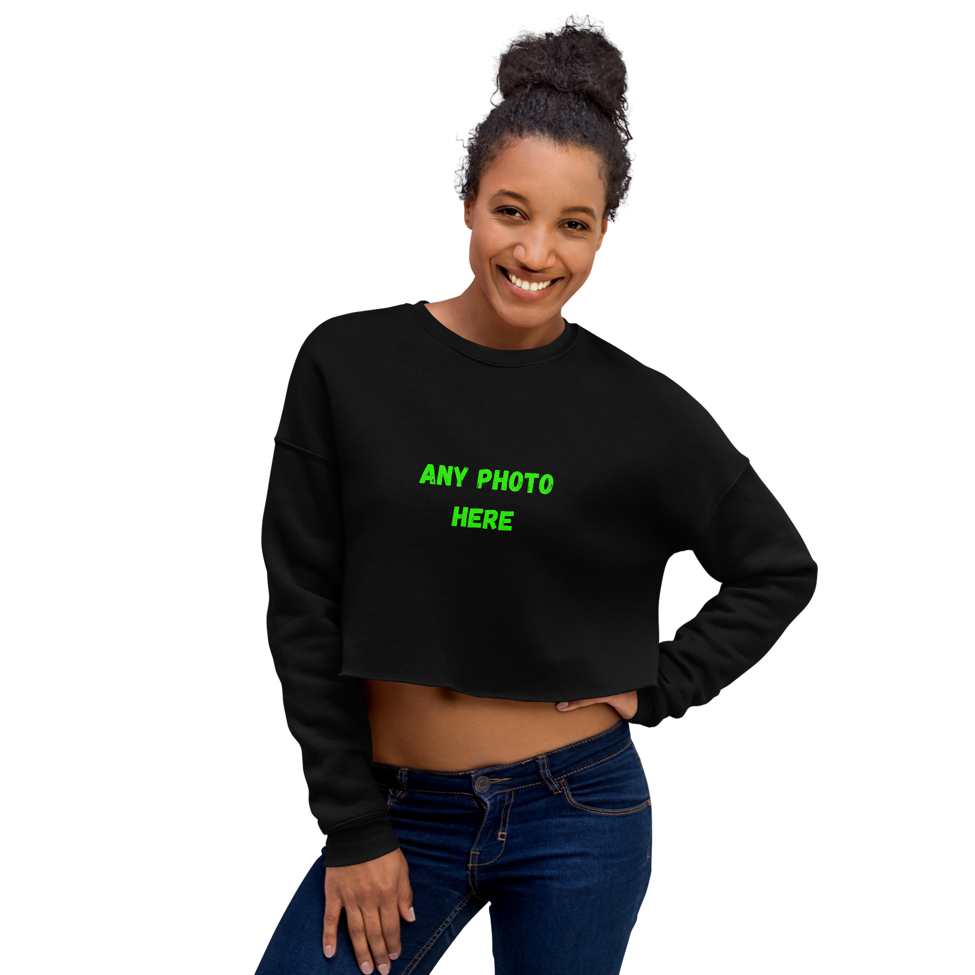 VOCE LINDX Cropped Sweatshirt – 50/50 Cotton–Poly Fleece, Ribbed Cuffs & Raw Hem – Custom Artwork