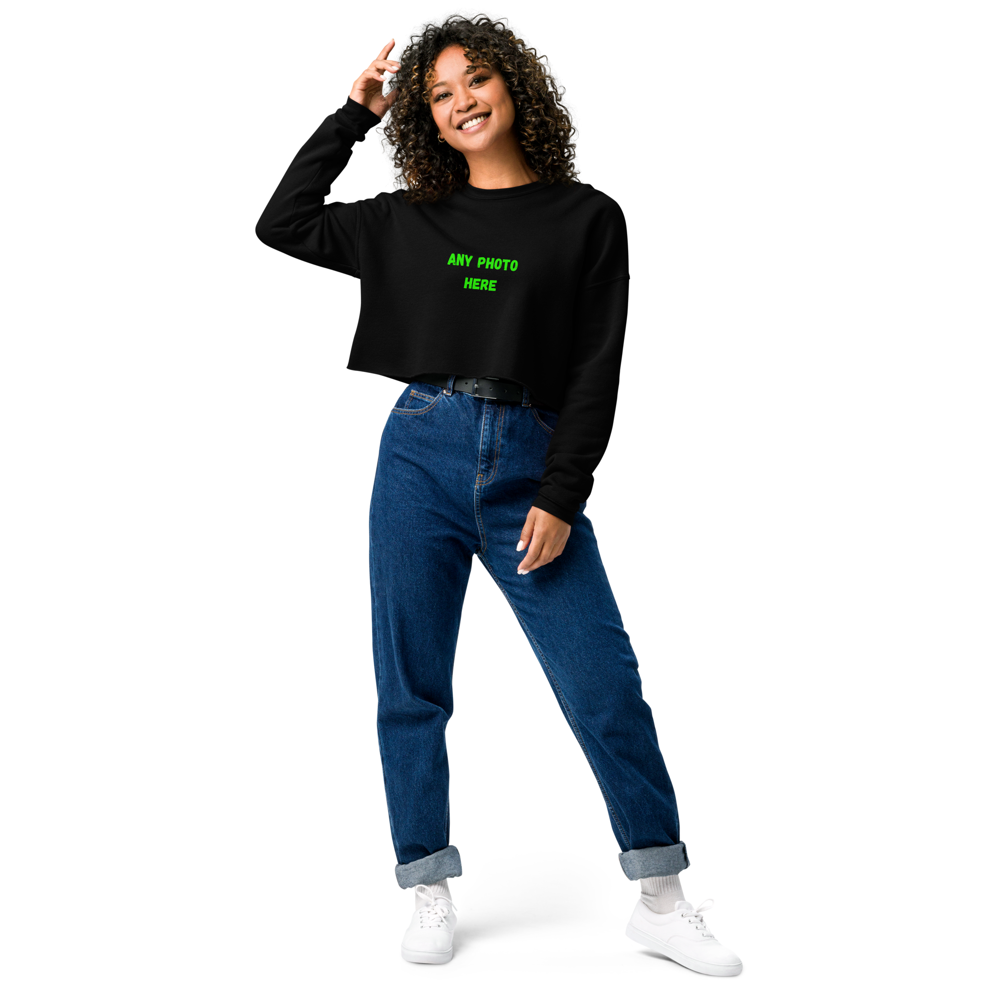 VOCE LINDX Cropped Sweatshirt – 50/50 Cotton–Poly Fleece, Ribbed Cuffs & Raw Hem – Custom Artwork
