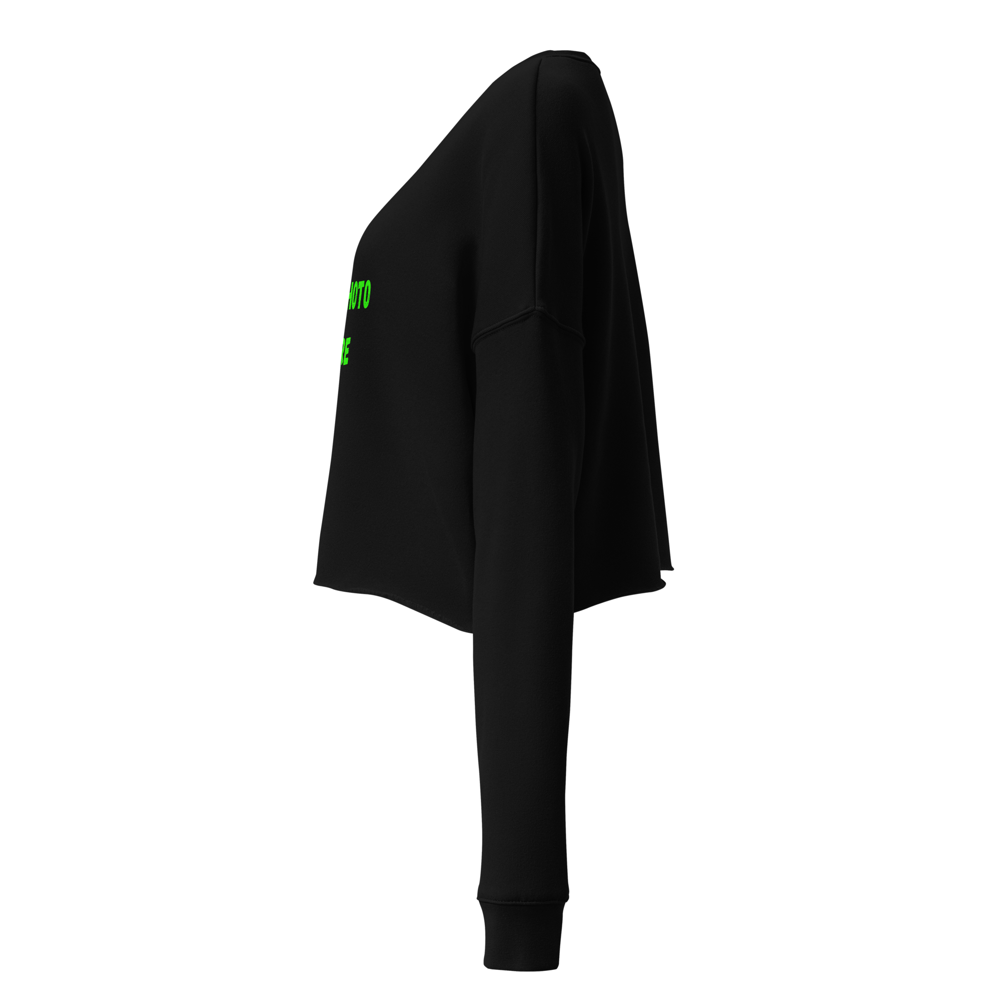 VOCE LINDX Cropped Sweatshirt – 50/50 Cotton–Poly Fleece, Ribbed Cuffs & Raw Hem – Custom Artwork