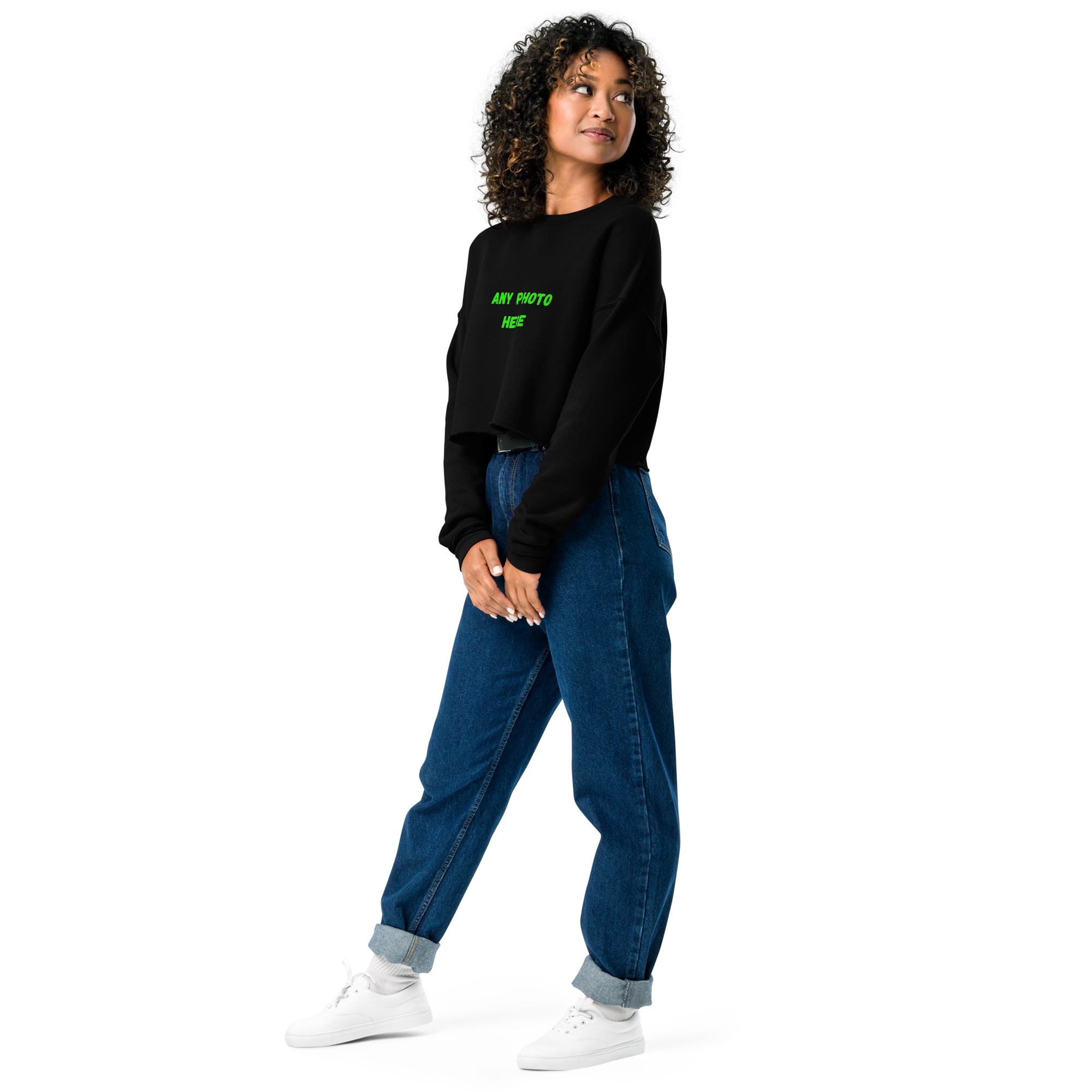 VOCE LINDX Cropped Sweatshirt – 50/50 Cotton–Poly Fleece, Ribbed Cuffs & Raw Hem – Custom Artwork