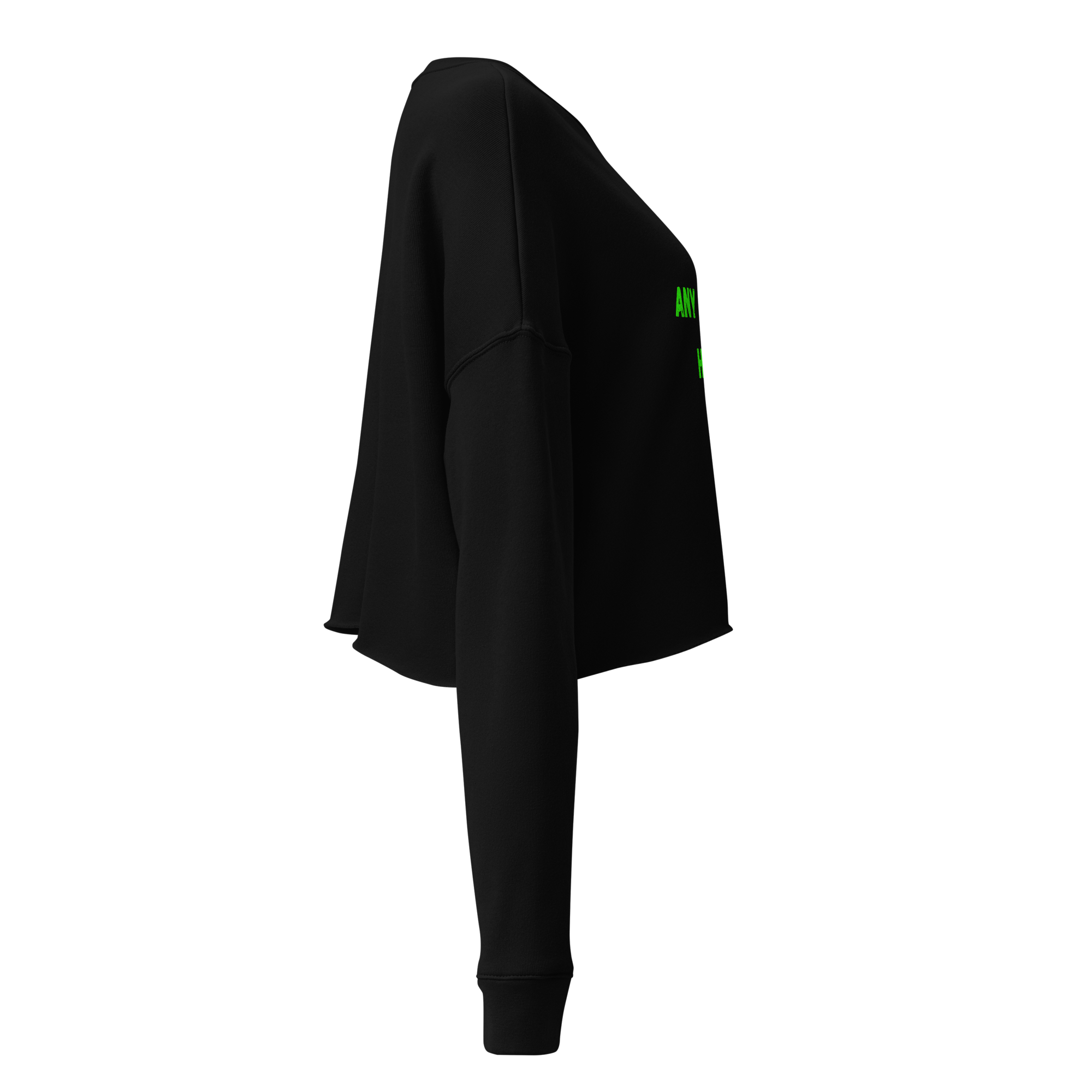 VOCE LINDX Cropped Sweatshirt – 50/50 Cotton–Poly Fleece, Ribbed Cuffs & Raw Hem – Custom Artwork