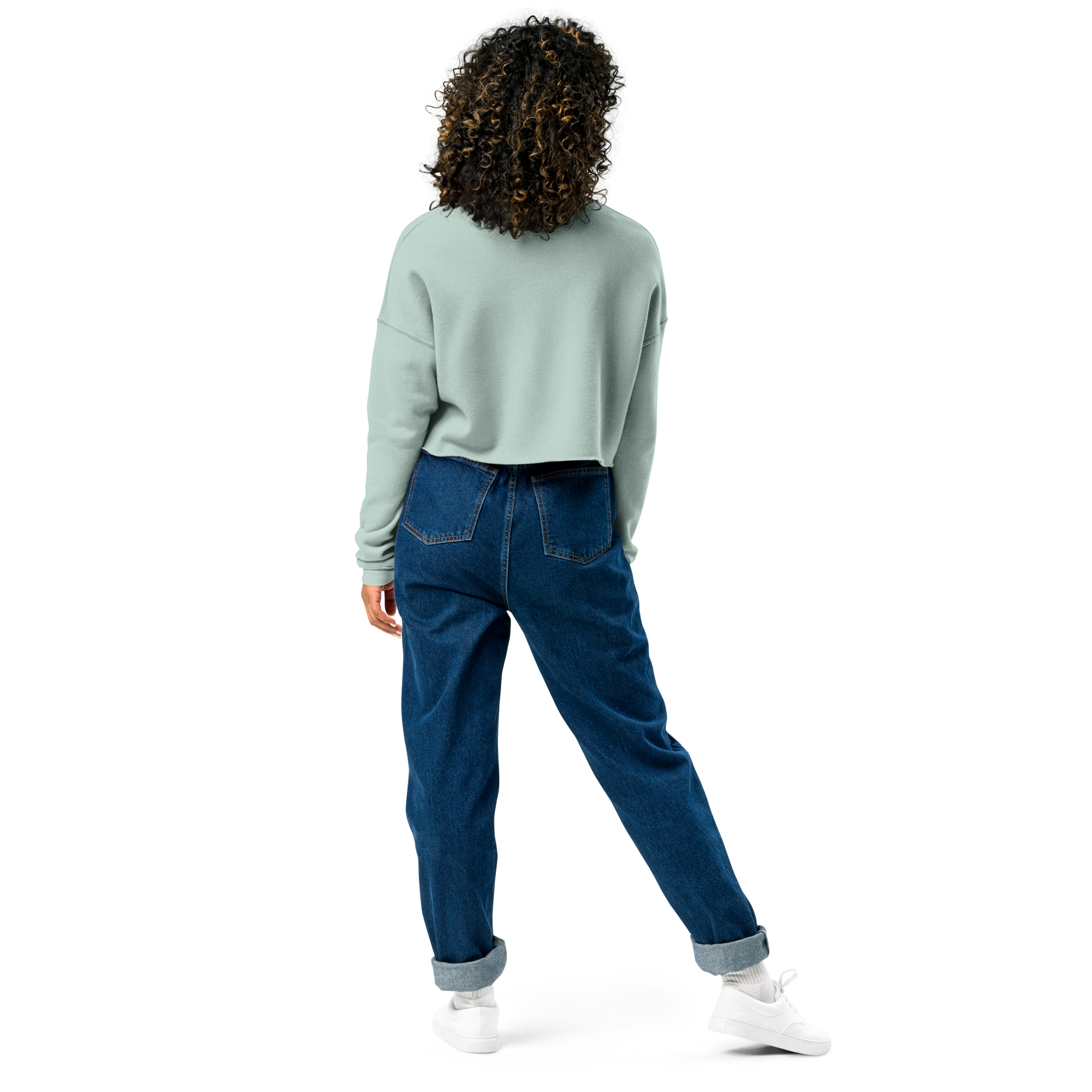VOCE LINDX Cropped Sweatshirt – 50/50 Cotton–Poly Fleece, Ribbed Cuffs & Raw Hem – Custom Artwork