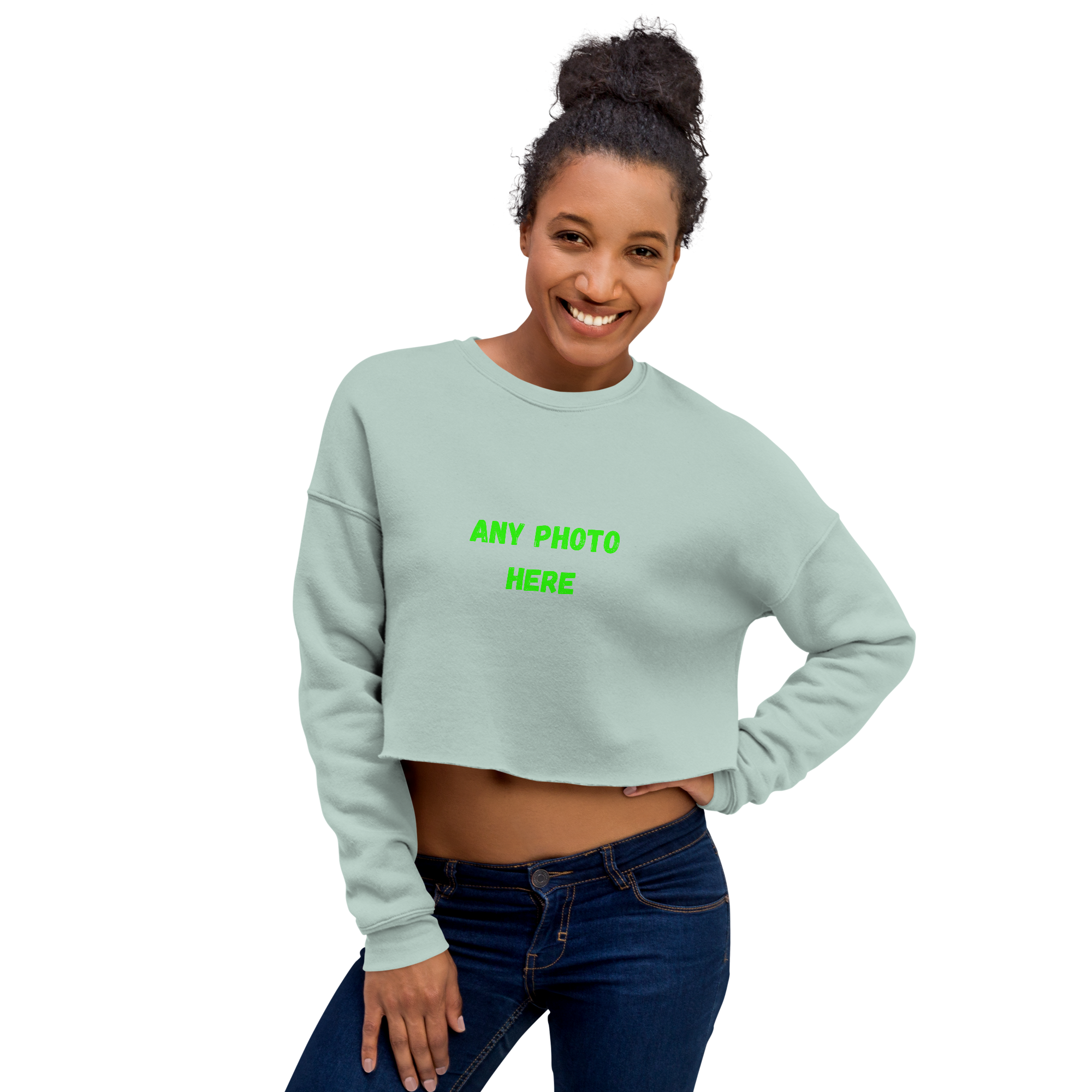VOCE LINDX Cropped Sweatshirt – 50/50 Cotton–Poly Fleece, Ribbed Cuffs & Raw Hem – Custom Artwork