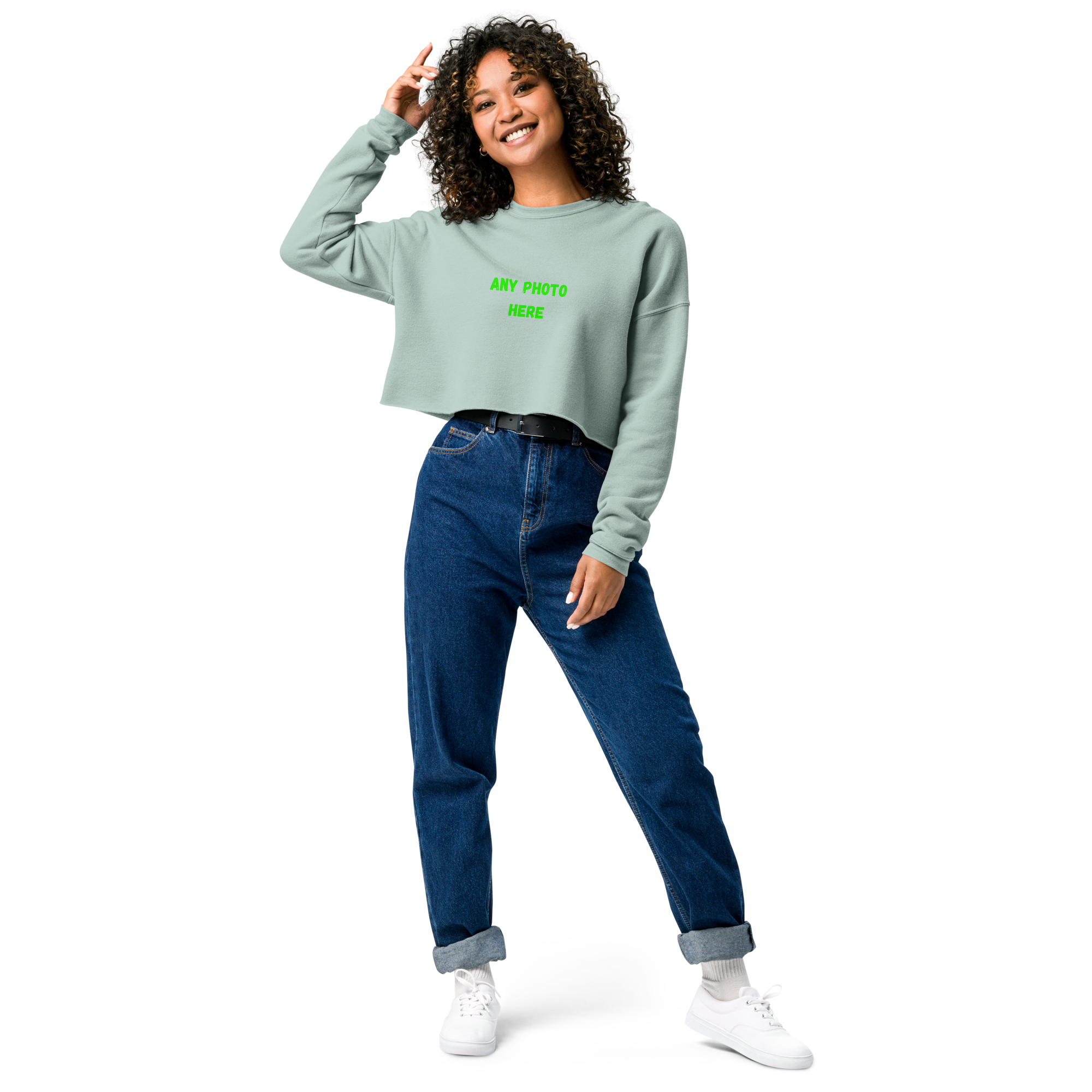 VOCE LINDX Cropped Sweatshirt – 50/50 Cotton–Poly Fleece, Ribbed Cuffs & Raw Hem – Custom Artwork