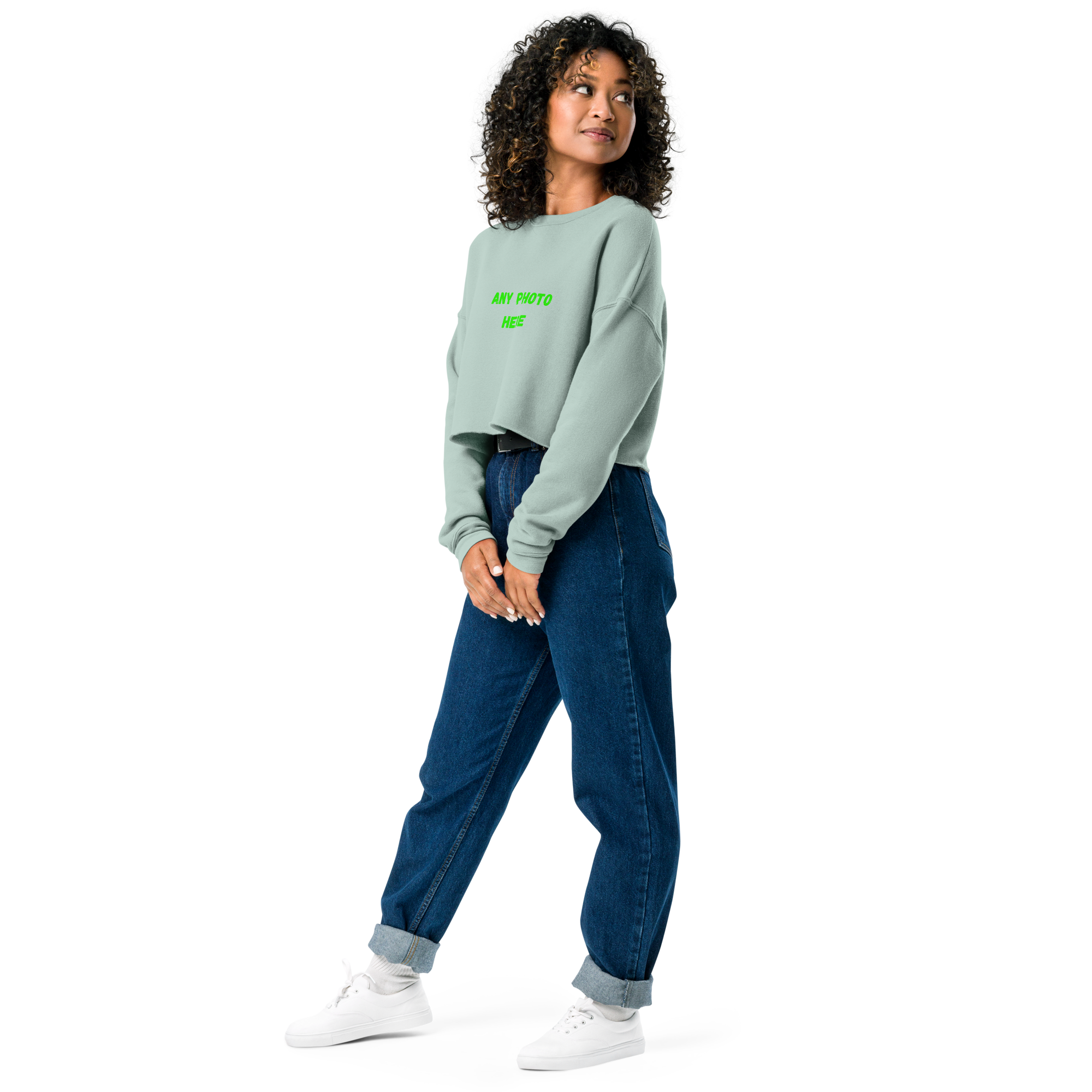 VOCE LINDX Cropped Sweatshirt – 50/50 Cotton–Poly Fleece, Ribbed Cuffs & Raw Hem – Custom Artwork