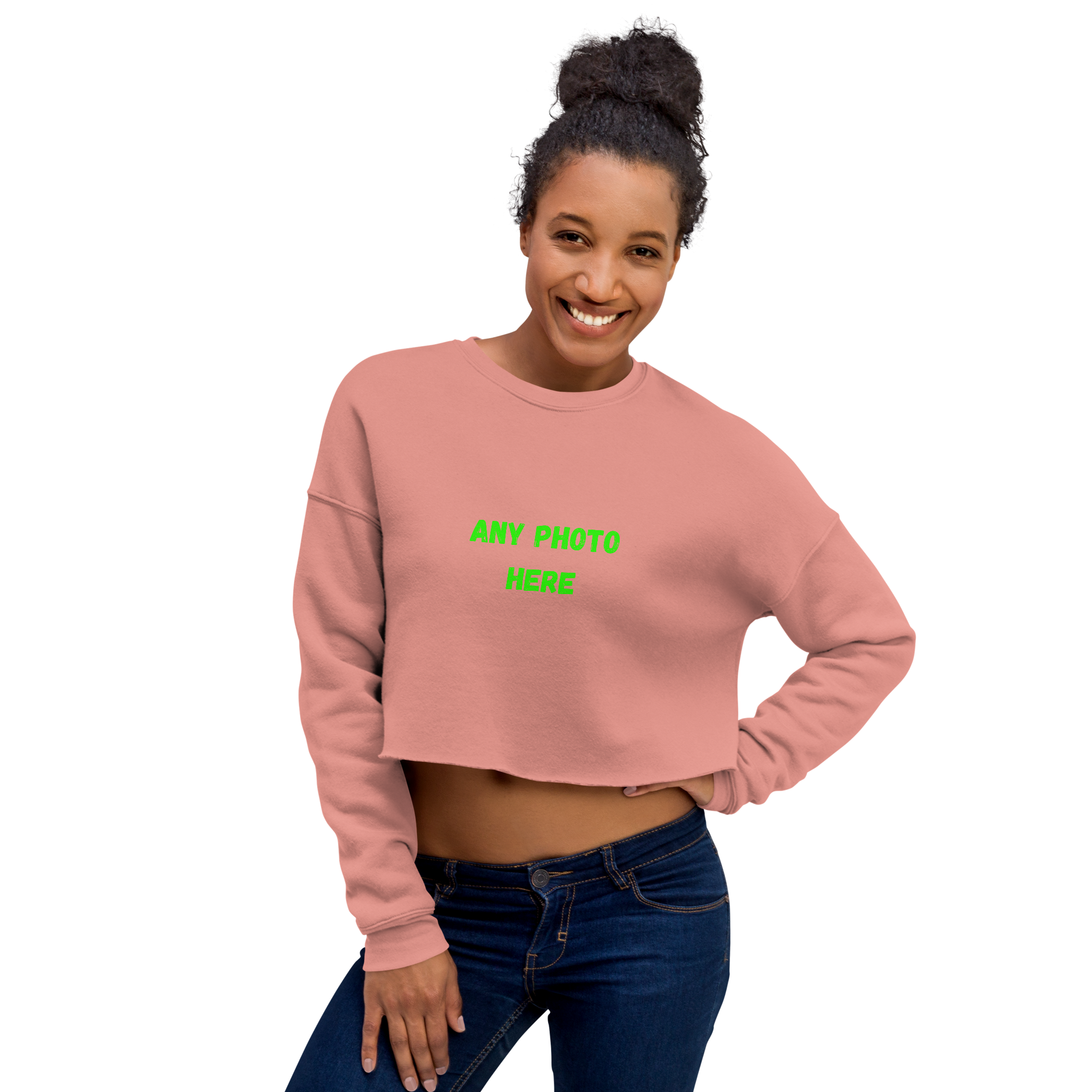VOCE LINDX Cropped Sweatshirt – 50/50 Cotton–Poly Fleece, Ribbed Cuffs & Raw Hem – Custom Artwork