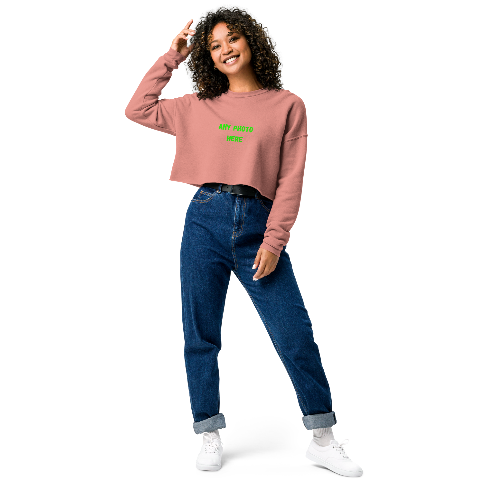 VOCE LINDX Cropped Sweatshirt – 50/50 Cotton–Poly Fleece, Ribbed Cuffs & Raw Hem – Custom Artwork