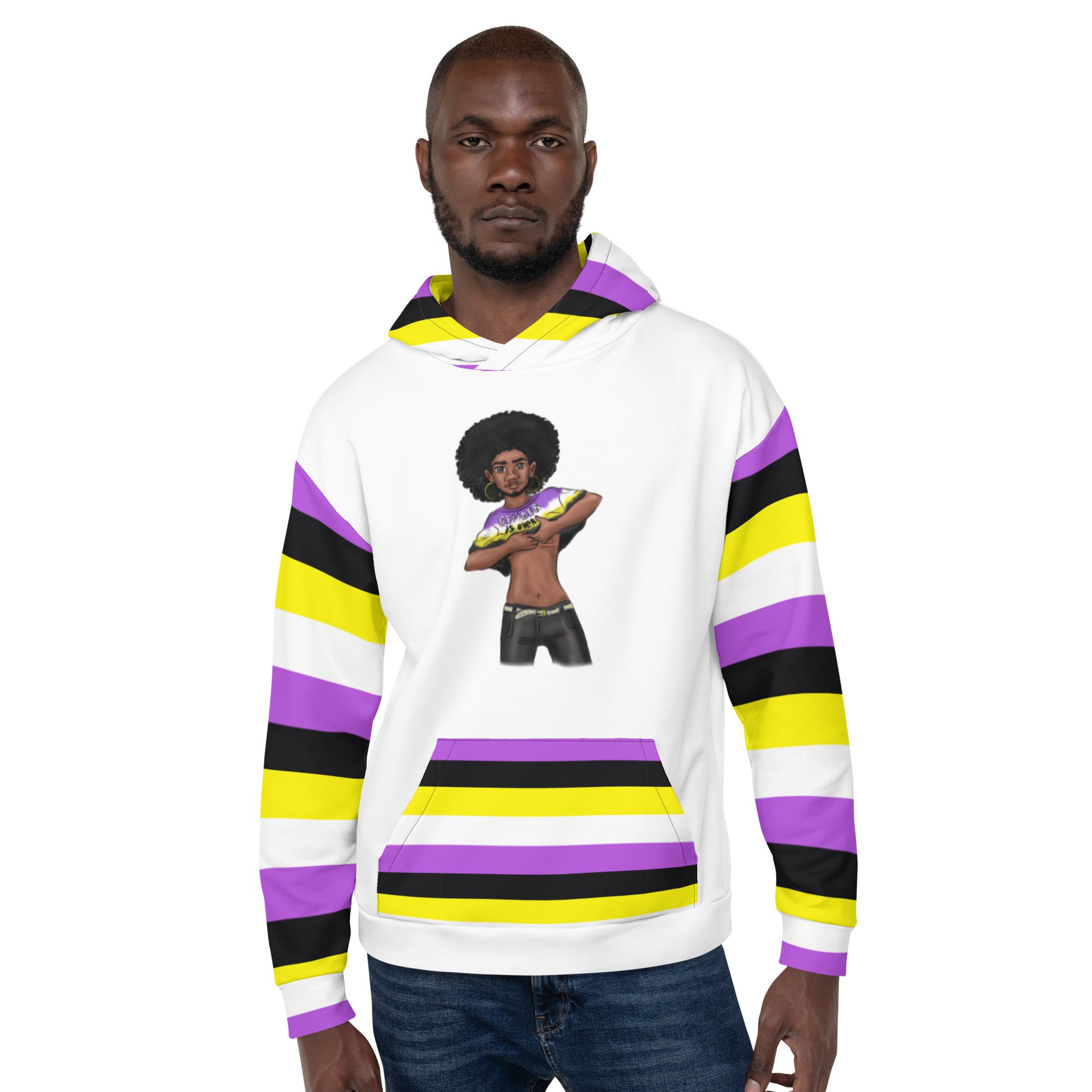 Non-Binary “Gender Is Over” Hoodie – Black and Yellow | Bold, Inclusive & Comfortable