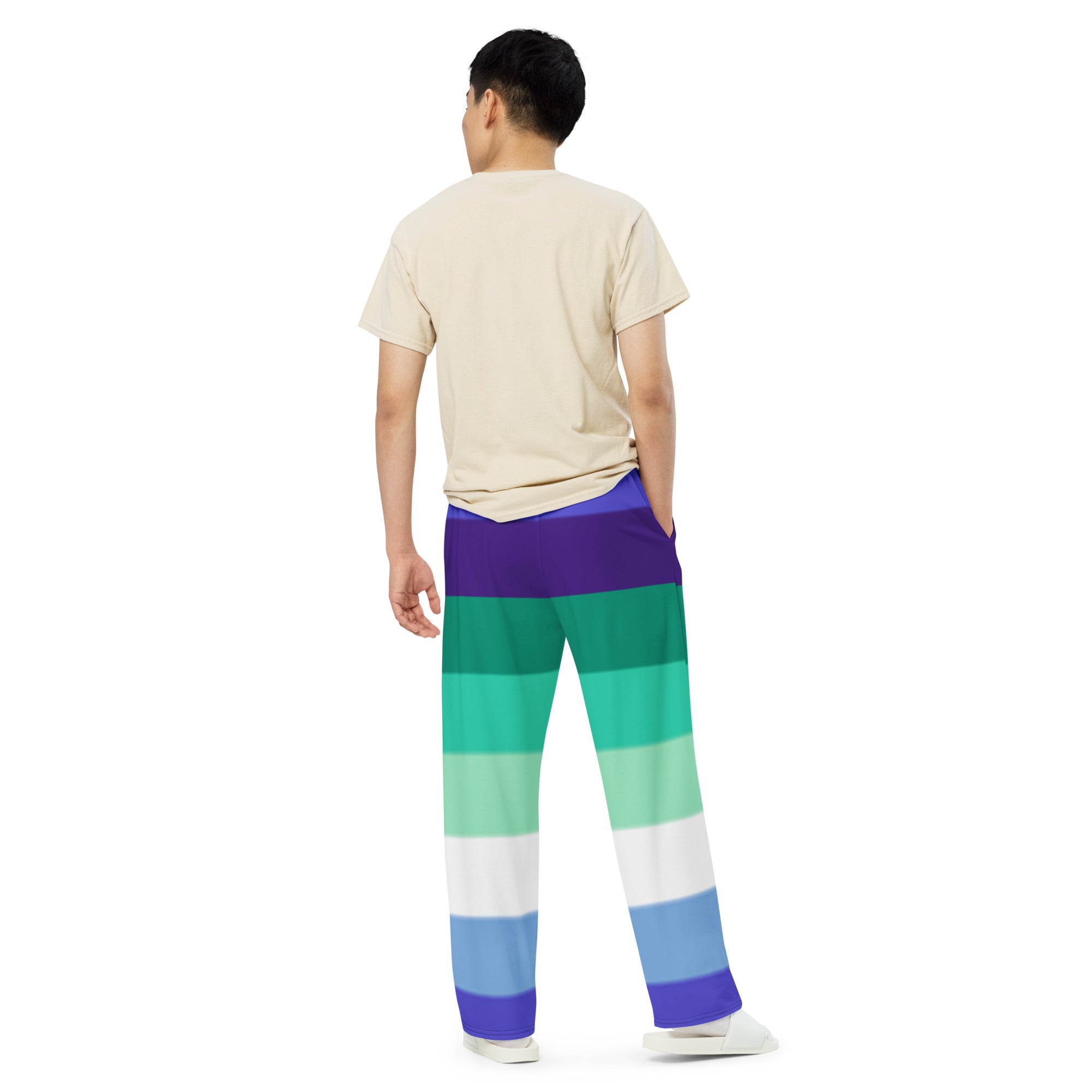 Gay Pride Flag Wide-Leg Pants – Polyester Jersey