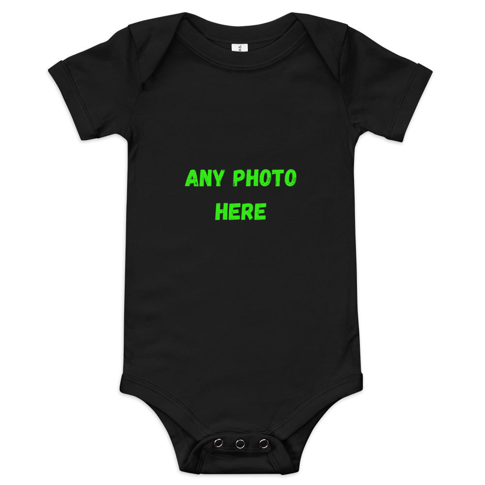 VOCE LINDX Baby Short‑Sleeve One‑Piece – Upload Your Design – 100 % Cotton, Comfy & Customisable