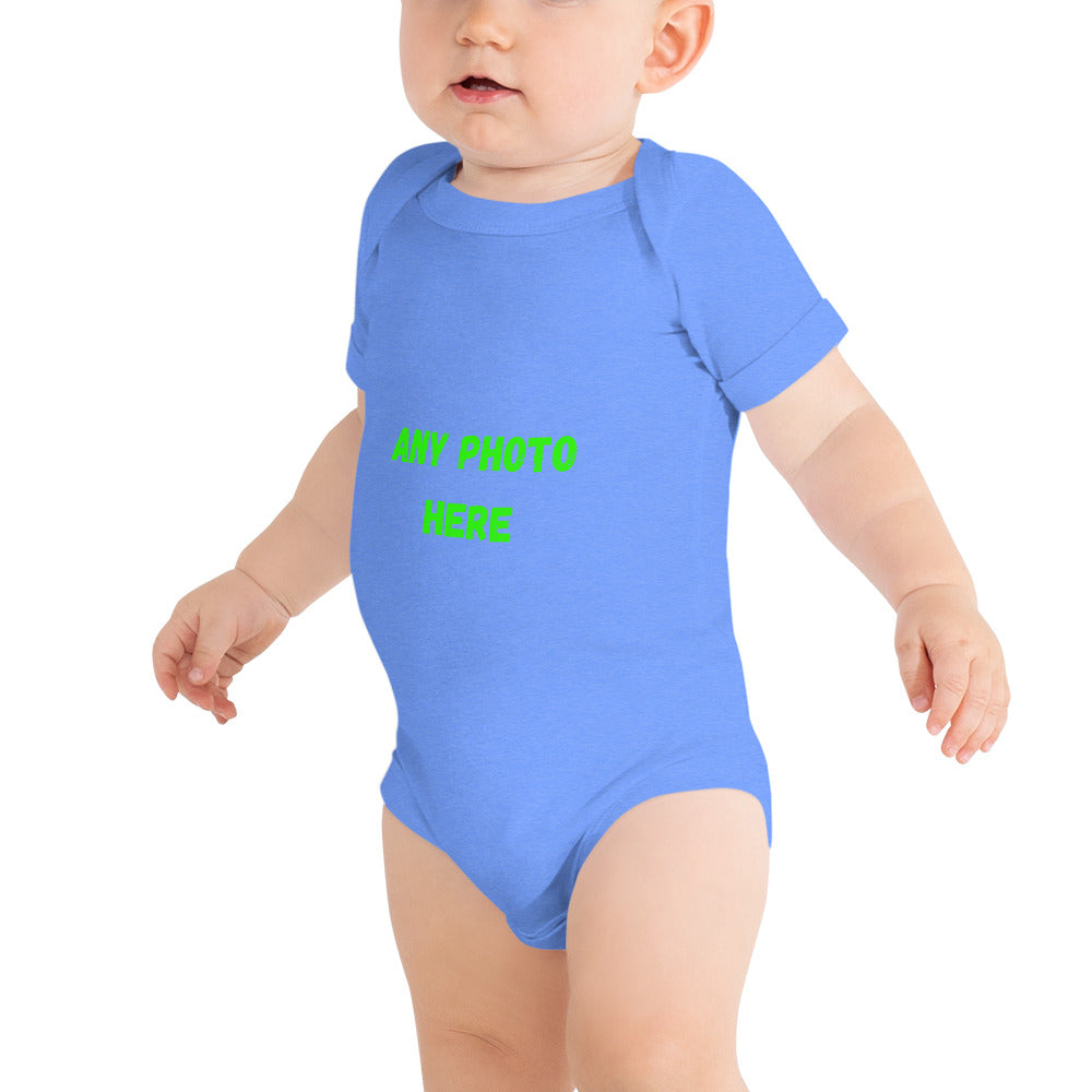VOCE LINDX Baby Short‑Sleeve One‑Piece – Upload Your Design – 100 % Cotton, Comfy & Customisable