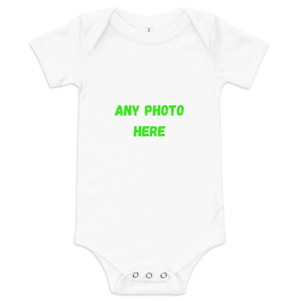 VOCE LINDX Baby Short‑Sleeve One‑Piece – Upload Your Design – 100 % Cotton, Comfy & Customisable