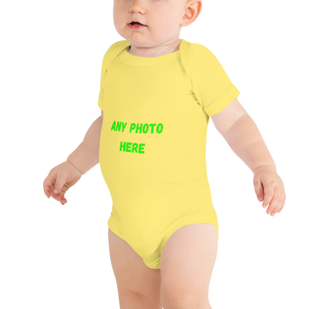 VOCE LINDX Baby Short‑Sleeve One‑Piece – Upload Your Design – 100 % Cotton, Comfy & Customisable