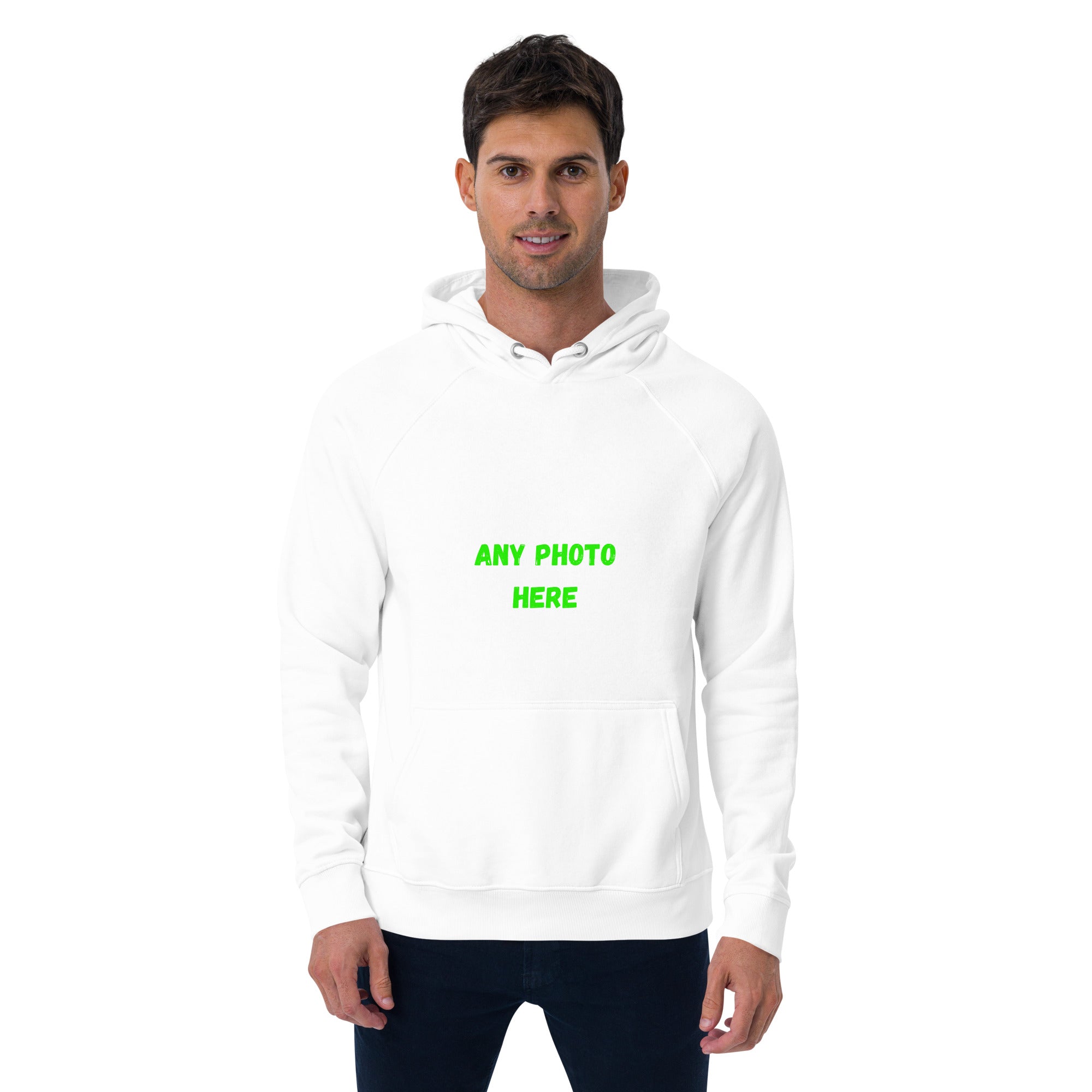 VOCE LINDX Eco Raglan Hoodie – Upload Your Photo or Design – Organic Cotton Comfort, Sustainable & Customisable