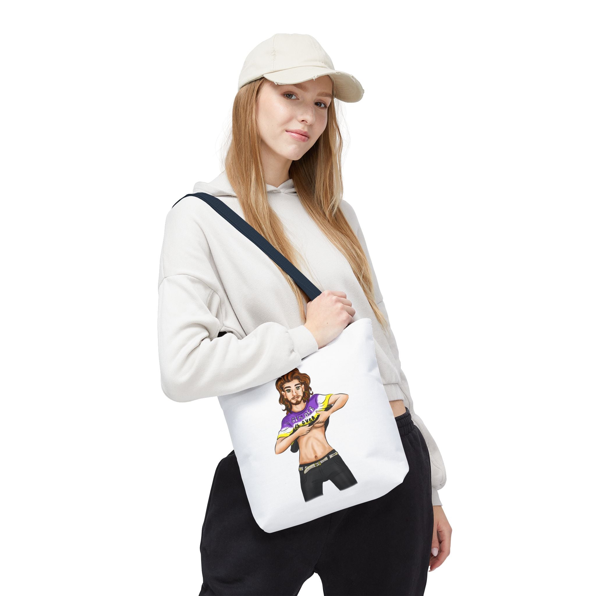 Nonbinary Pride Tote Bag – “Gender Is Over” Art, Durable Polyester, Multiple Sizes | Inclusive LGBTQIA+ Accessory | Voce Lindx
