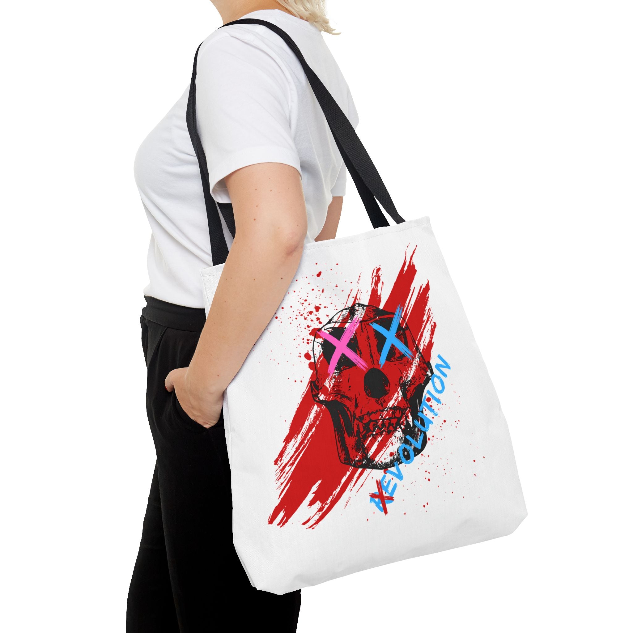 X Revolution Tote Bag – Gender-Free, Skull Art, Durable Polyester, Multiple Sizes | Inclusive LGBTQIA+ Accessory | Voce Lindx