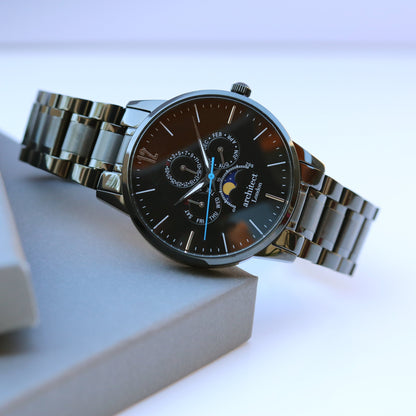 Personalised Architect Apollo Watch - Black Dial, Own Handwriting Engraving Keepsake