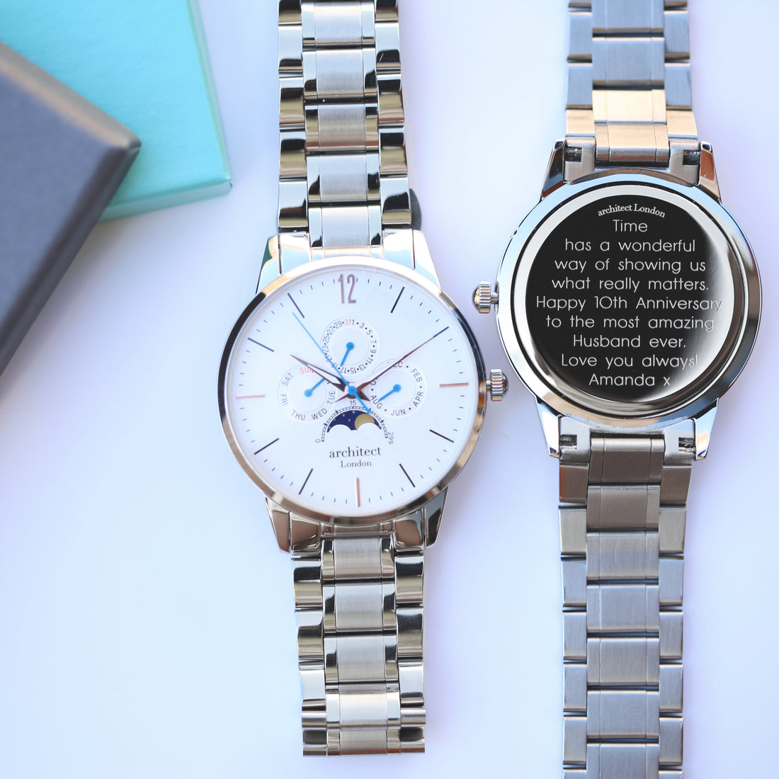 Personalised Architect Apollo watch with white dial