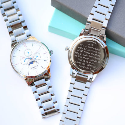 Personalised Architect Apollo Watch – White Dial, Modern Engraving | Custom Engraved Gift