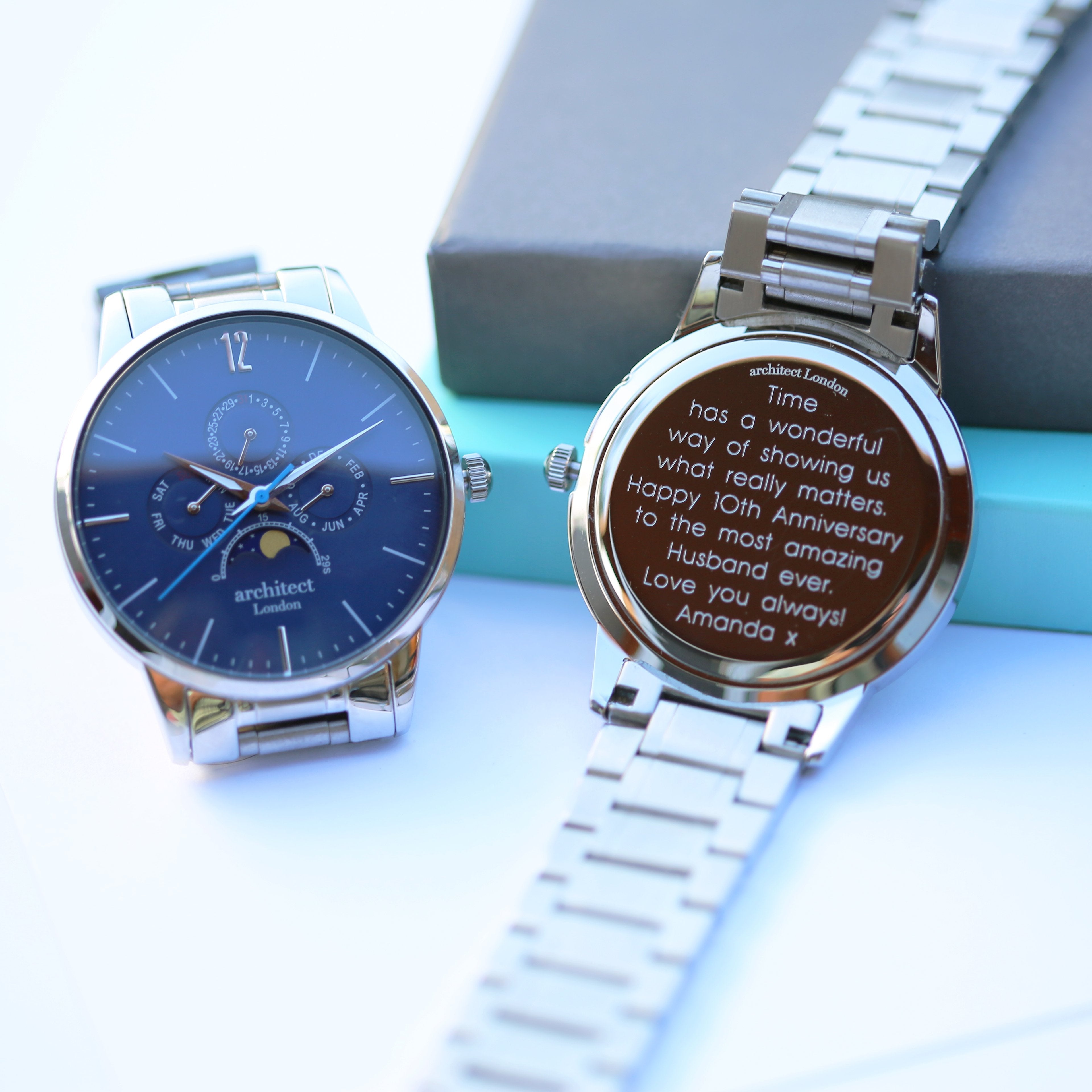 Architect Apollo blue watch with leather strap – Voce Lindx
