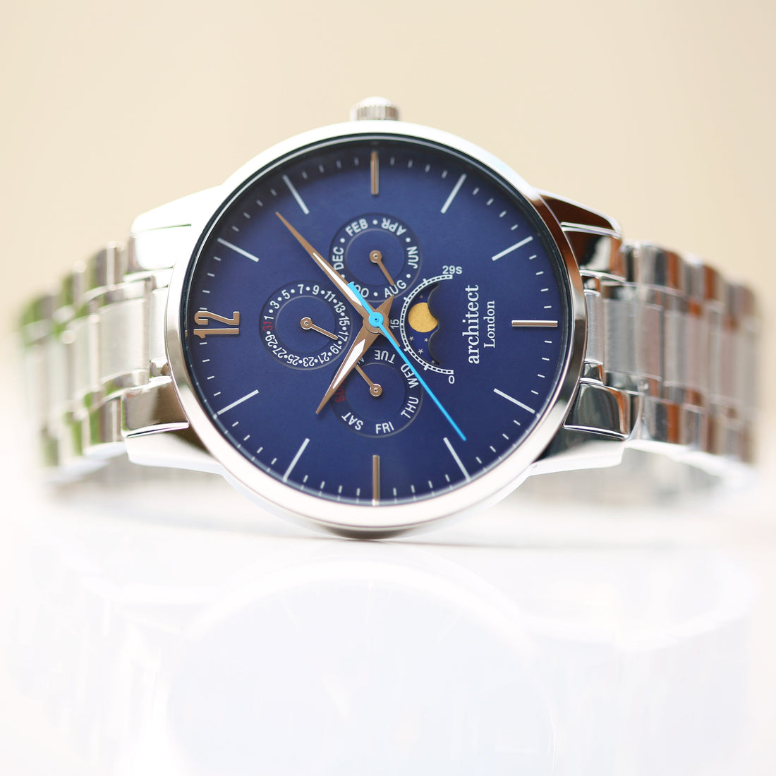 Personalised Architect Apollo Watch - Blue Dial, Own Handwriting Engraving Keepsake