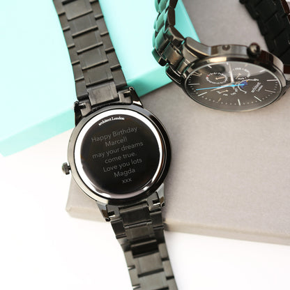 Architect Apollo black dial watch detail – Voce Lindx