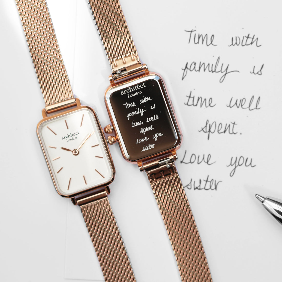 Personalised Architect Lille Watch - Rose Gold, Modern Engraving Keepsake