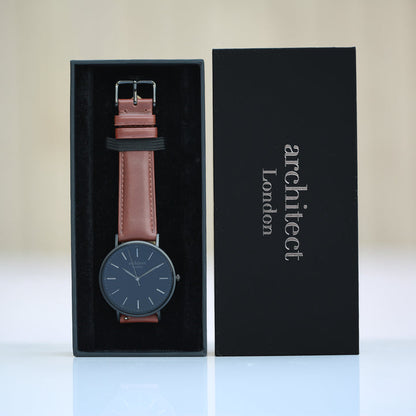 Personalised Minimalist Watch – Walnut Strap, Own Handwriting Engraving | Keepsake Gift