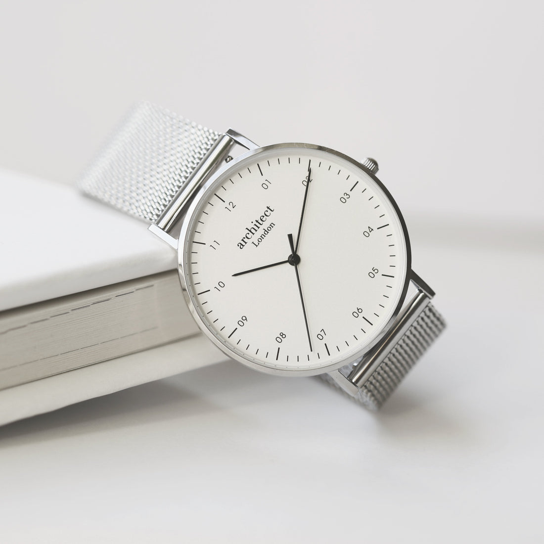 Personalised Architect Zephyr Watch - Steel Silver Mesh, Custom Engraving Keepsake