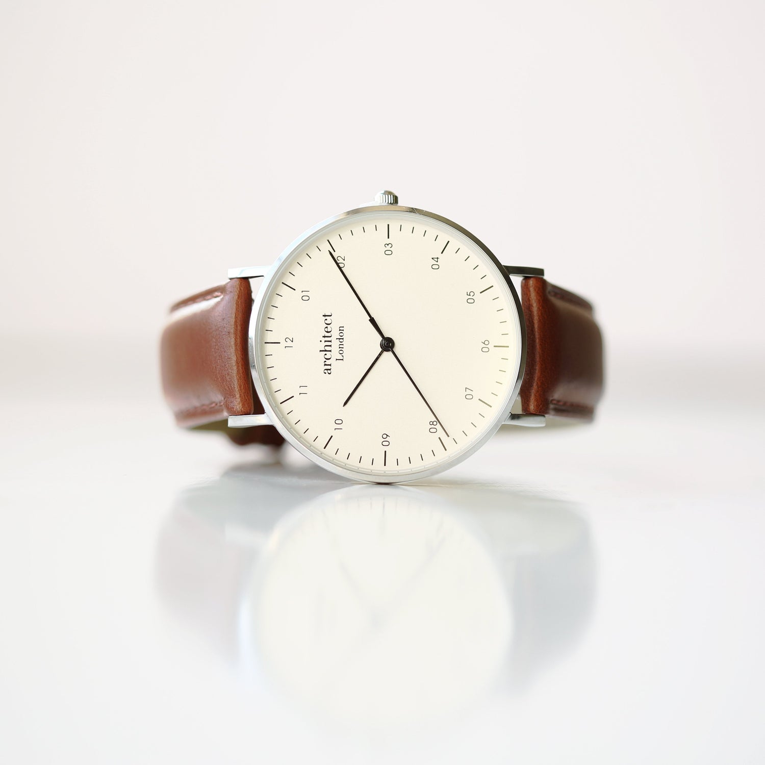 Personalised Architect Zephyr walnut strap watch, engraved – Voce Lindx