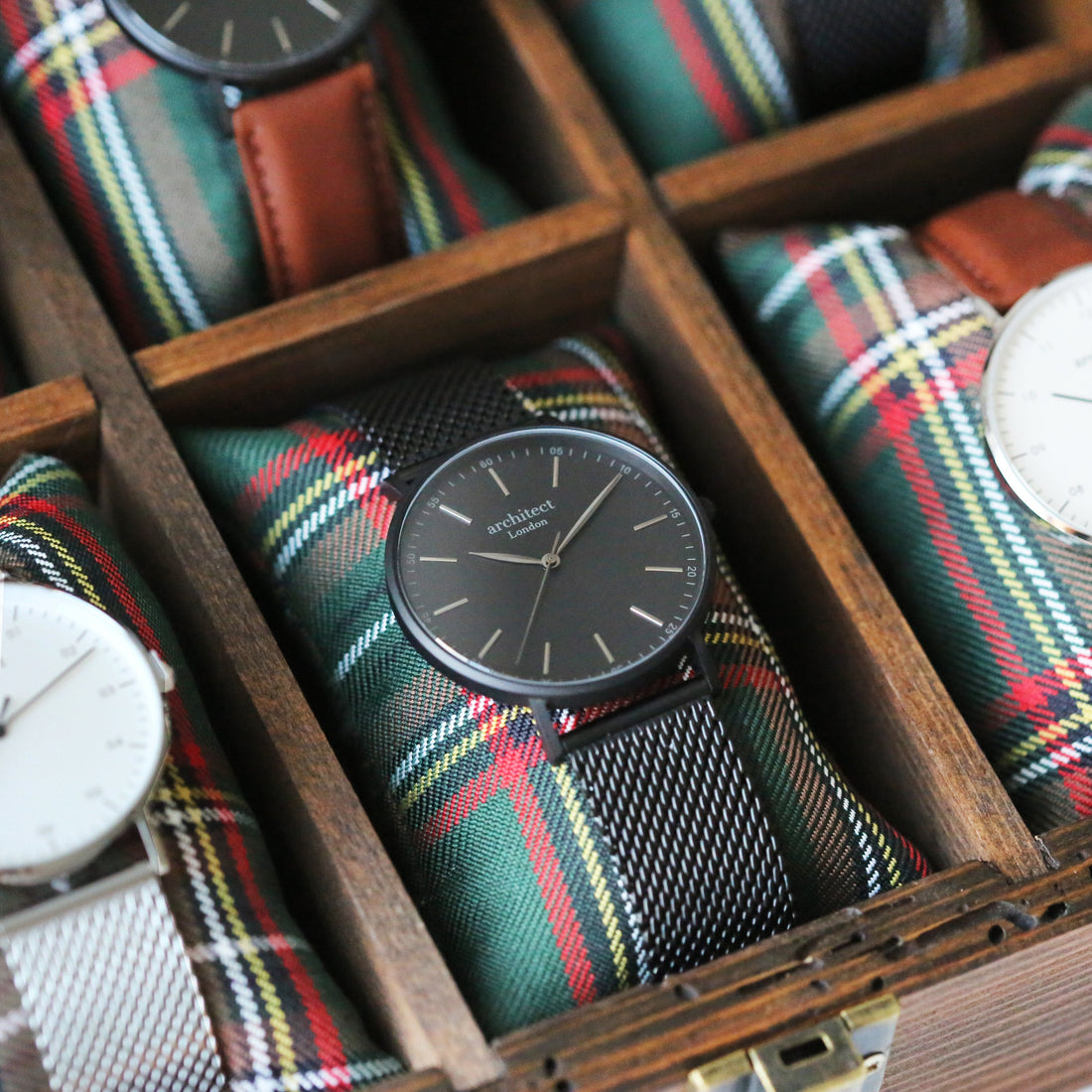 Personalised Minimalist Watch - Pitch Black Mesh, Own Handwriting Engraving Keepsake