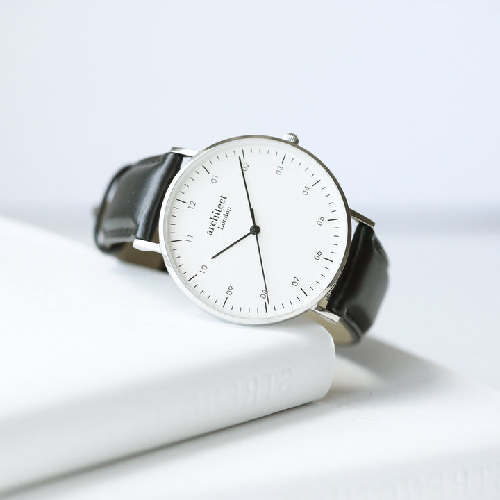 Personalised Architect Zephyr Watch - Jet Black Strap, Own Handwriting Engraving Keepsake