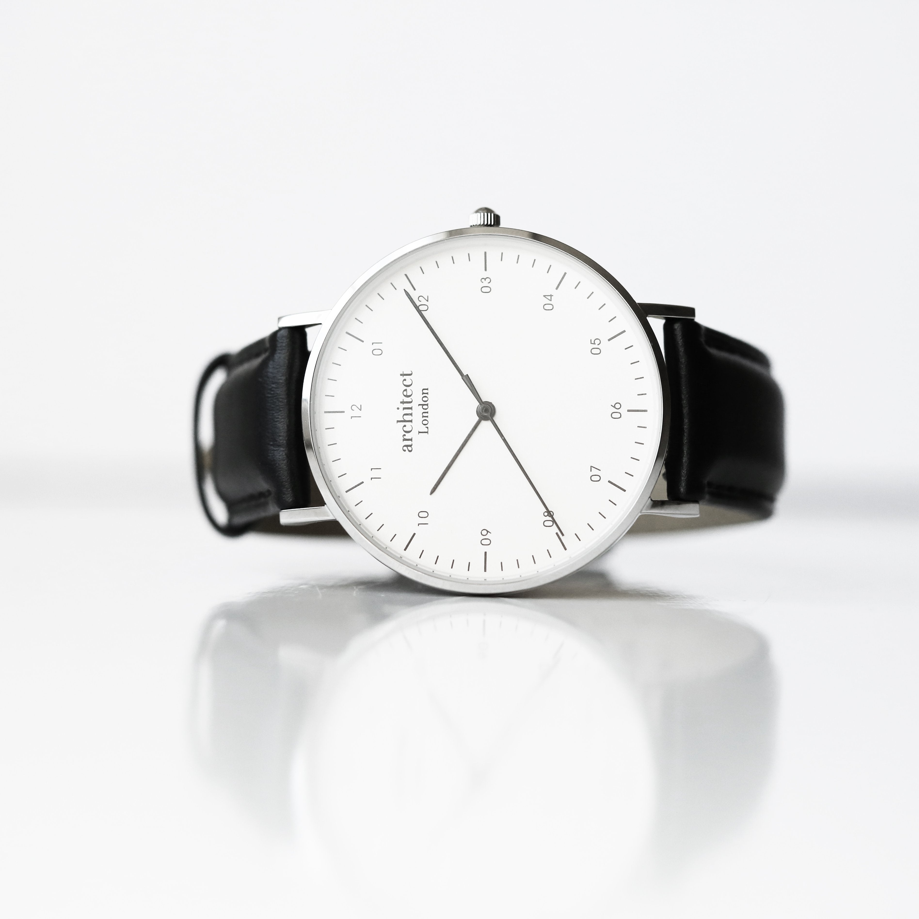 Personalised Architect Zephyr watch with jet black strap, own handwriting
