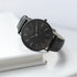 Personalised Minimalist Watch – Jet Black Strap, Modern Engraving | Custom Engraved Gift