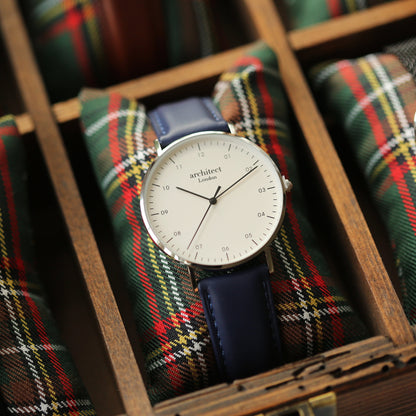 Personalised Architect Zephyr watch with admiral blue strap