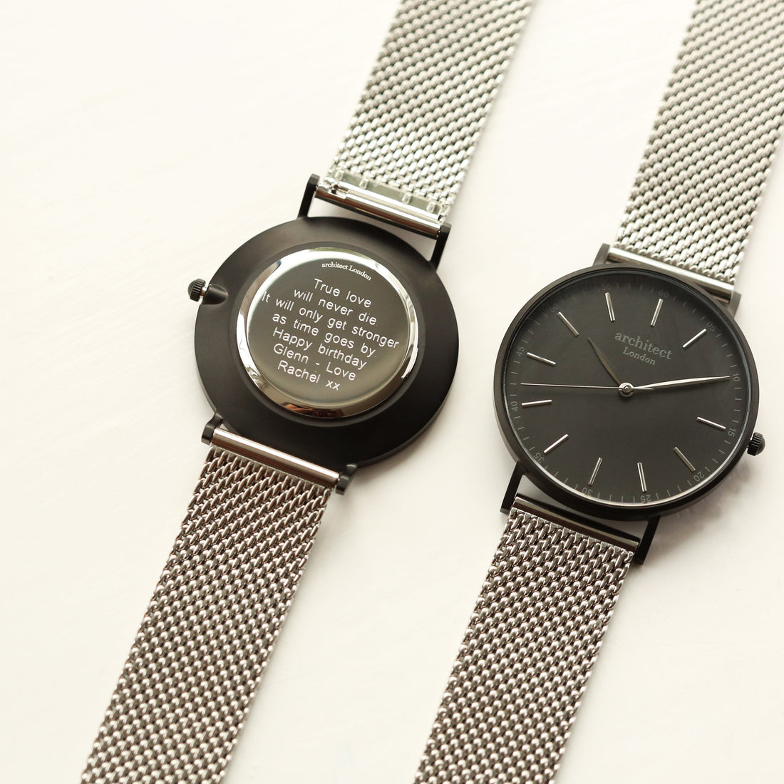 Personalised Minimalist watch with steel silver mesh strap – Voce Lindx