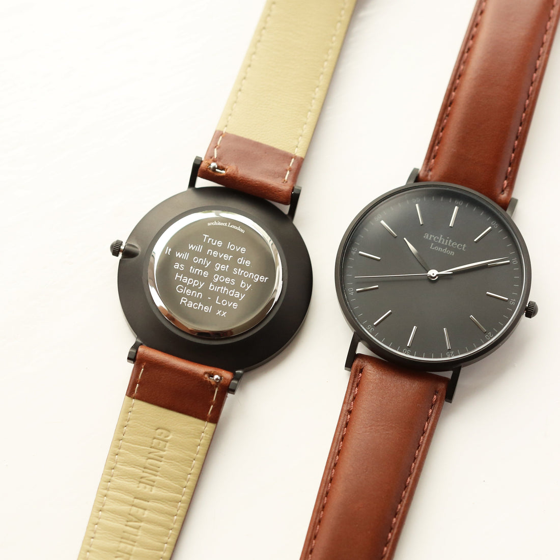 Personalised Minimalist Watch - Walnut Strap, Custom Engraving Keepsake