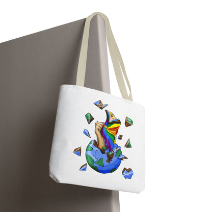 Progress Pride Flag Tote Bag – Breaking Barriers Art, Durable Polyester, Multiple Sizes | Inclusive LGBTQIA+ Accessory | Voce Lindx