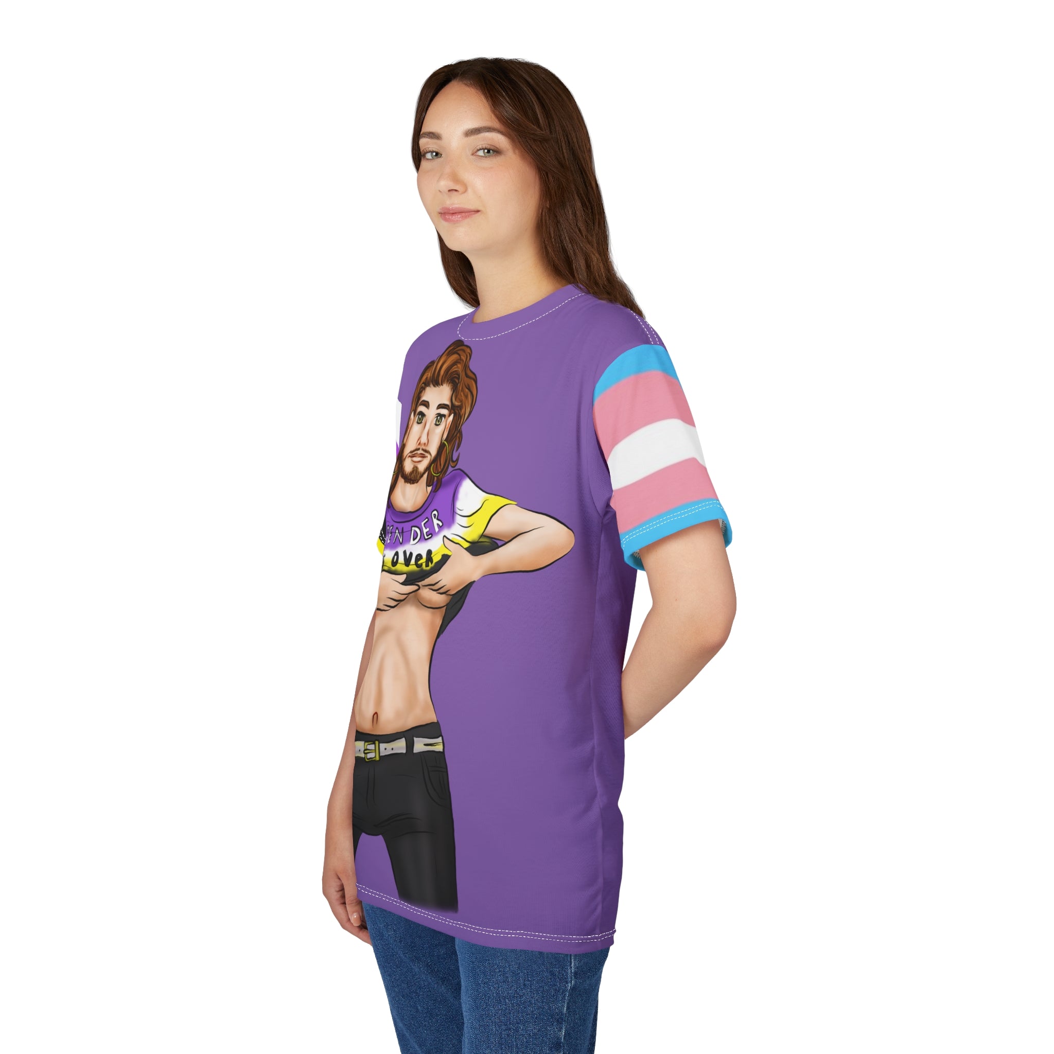Gender Is Over Gender-Free Tee – Nonbinary &amp; Trans Pride Sleeves, Inclusive LGBTQIA+ Art, Lightweight Polyester | Voce Lindx